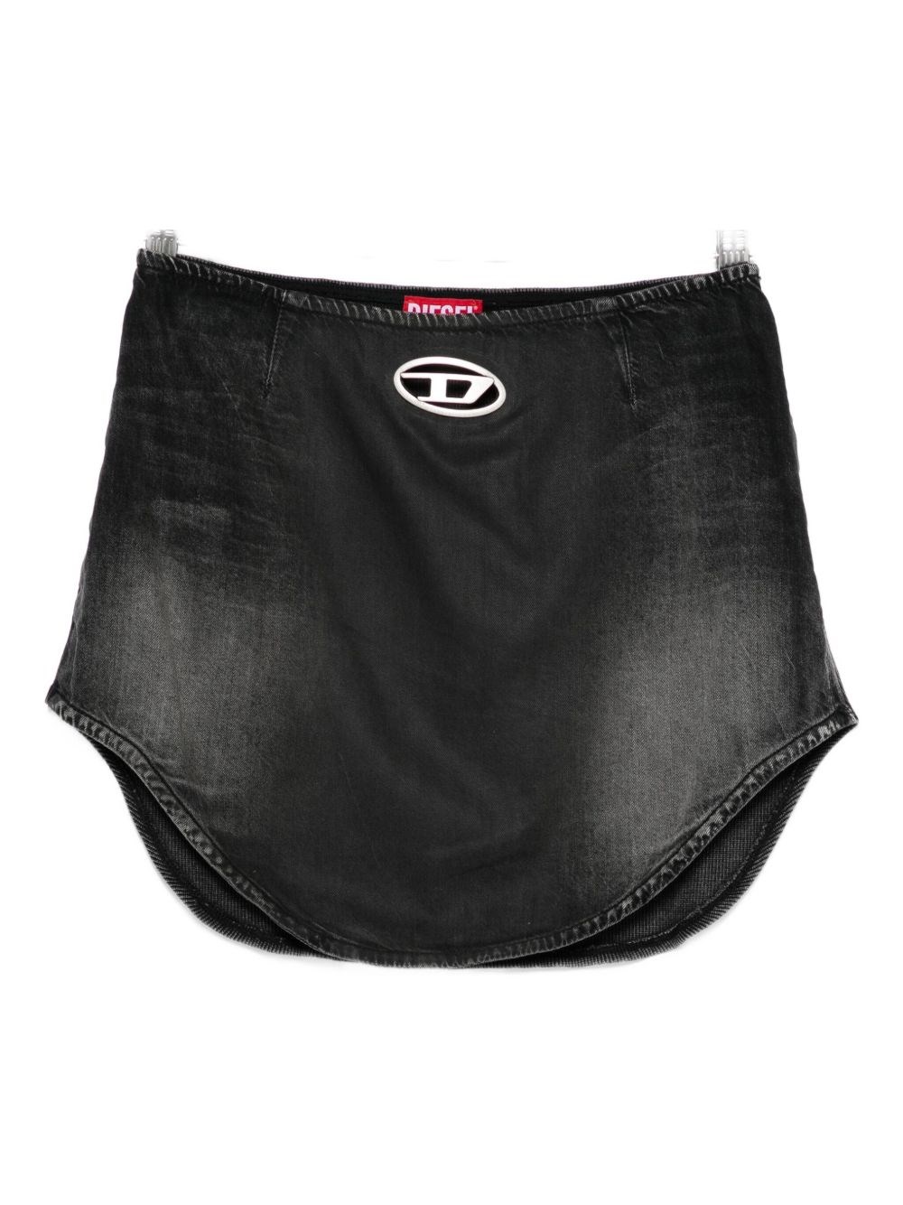 Diesel Logo-plaque Denim Miniskirt In Black