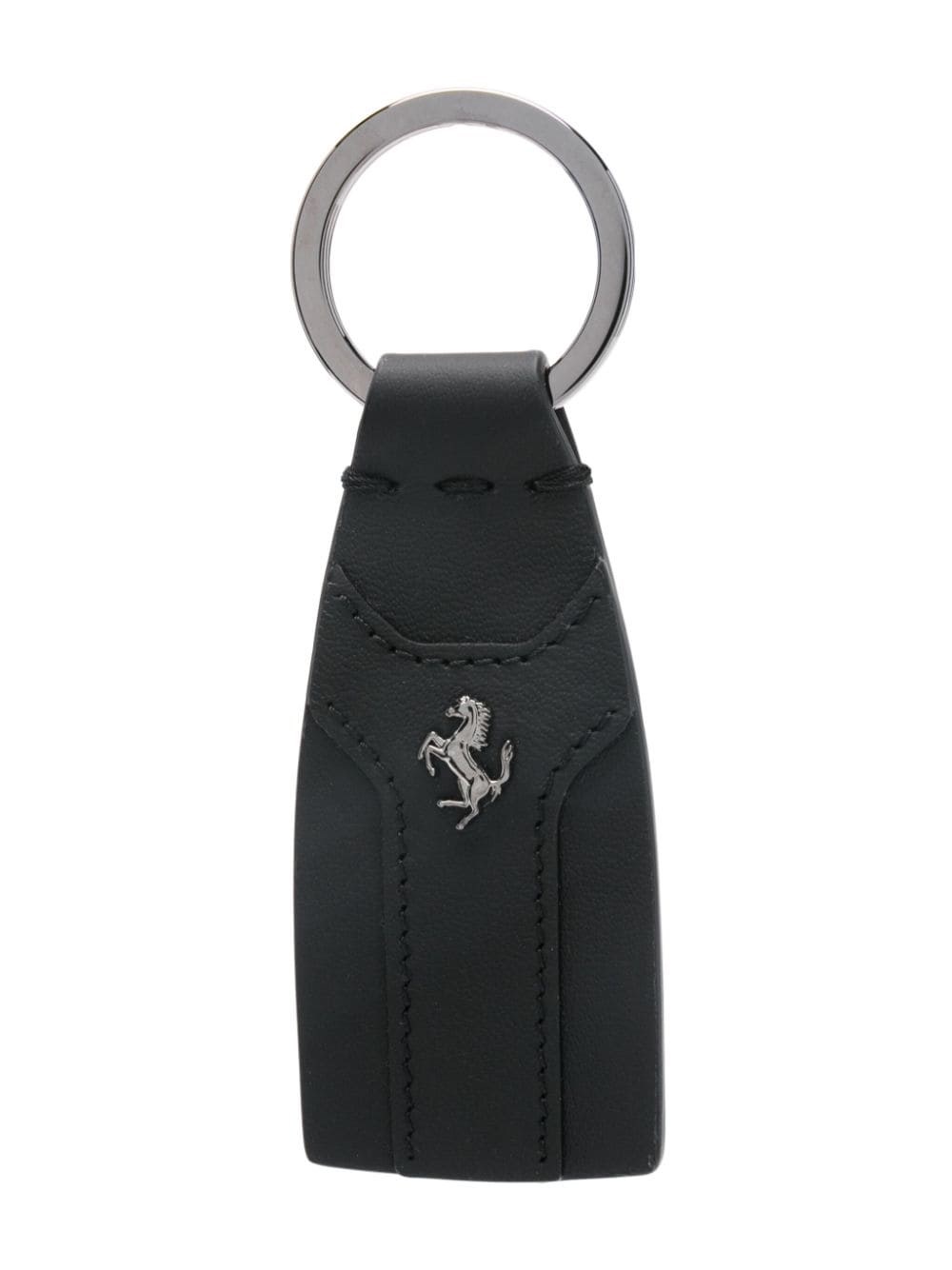 Ferrari Logo Keychain Featuring Metal Ring In Black