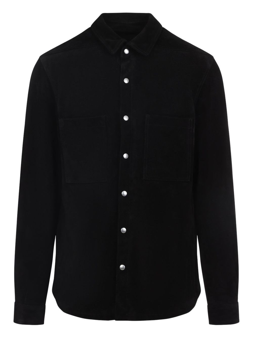Rick Owens Suede Shirt With Button Fastening In Black