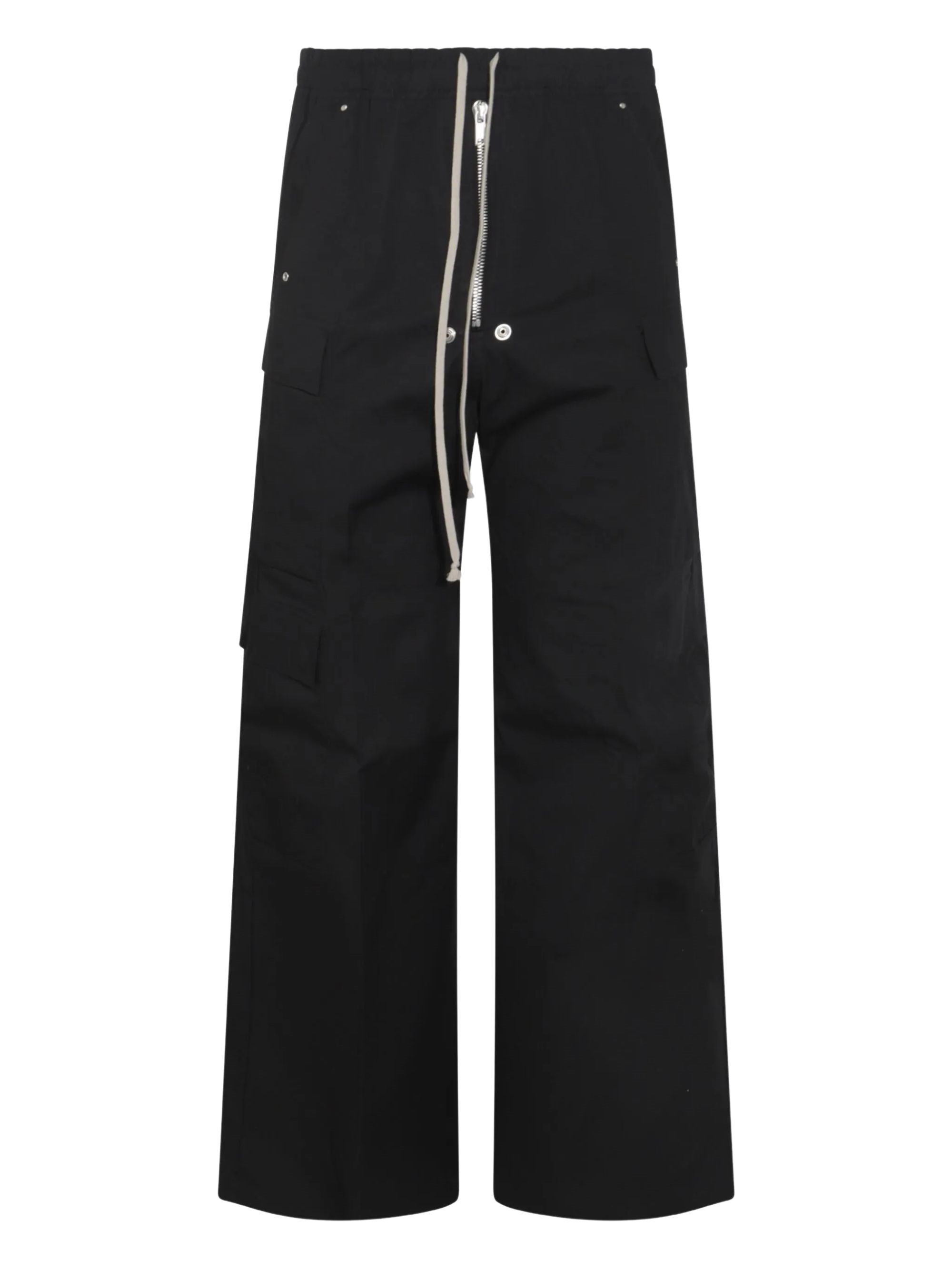 Rick Owens Mens Black Cargobelas Multi-pockets Wide-leg Relaxed-fit Stretch-cotton Trousers In Black