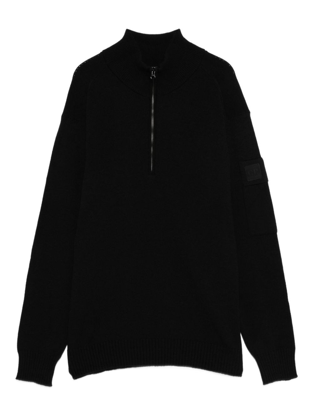 C.p. Company Knitwear Polo Collar In Extrafine Merino Wool Clothing In Black