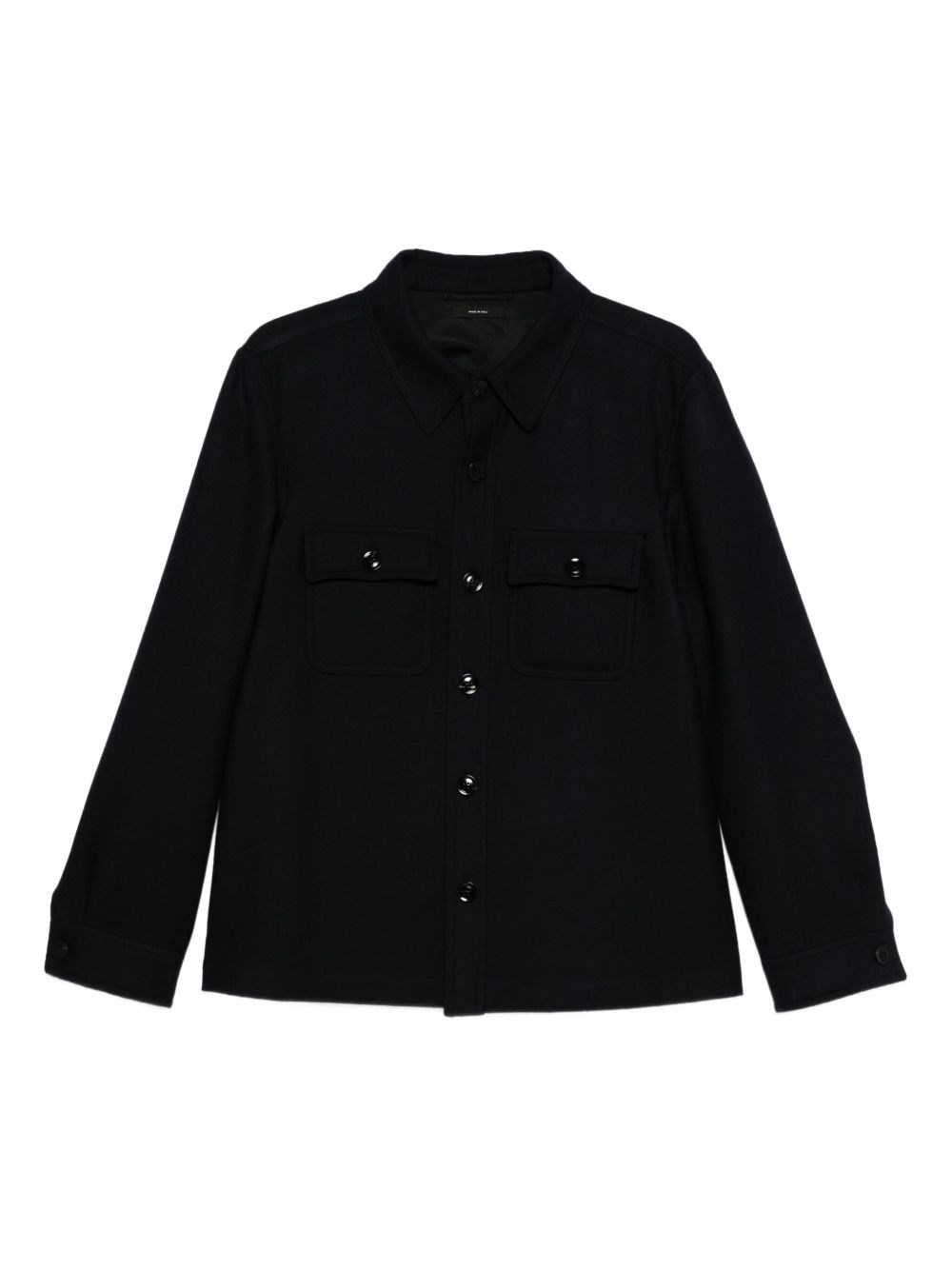 Tom Ford Double Splittable Light Wool Chest Pocket Outershirt In Black