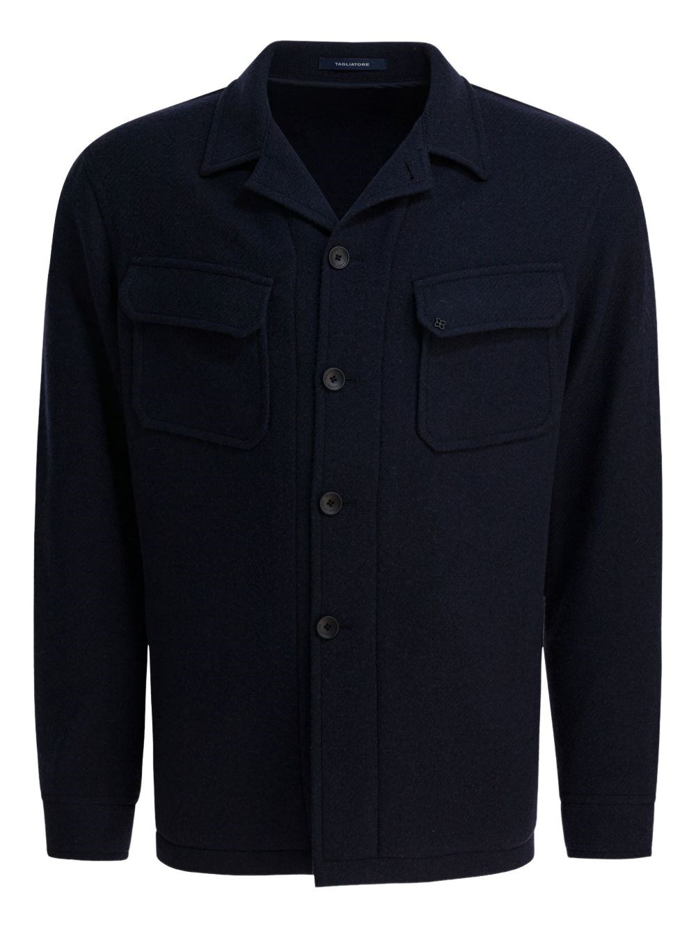 Tagliatore Chest And Side Pockets Collared Long Sleeves In Blue