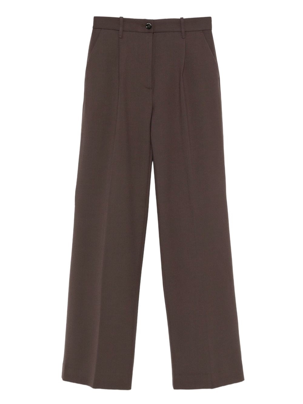 Nine In The Morning Pleated Straight Trousers In Brown