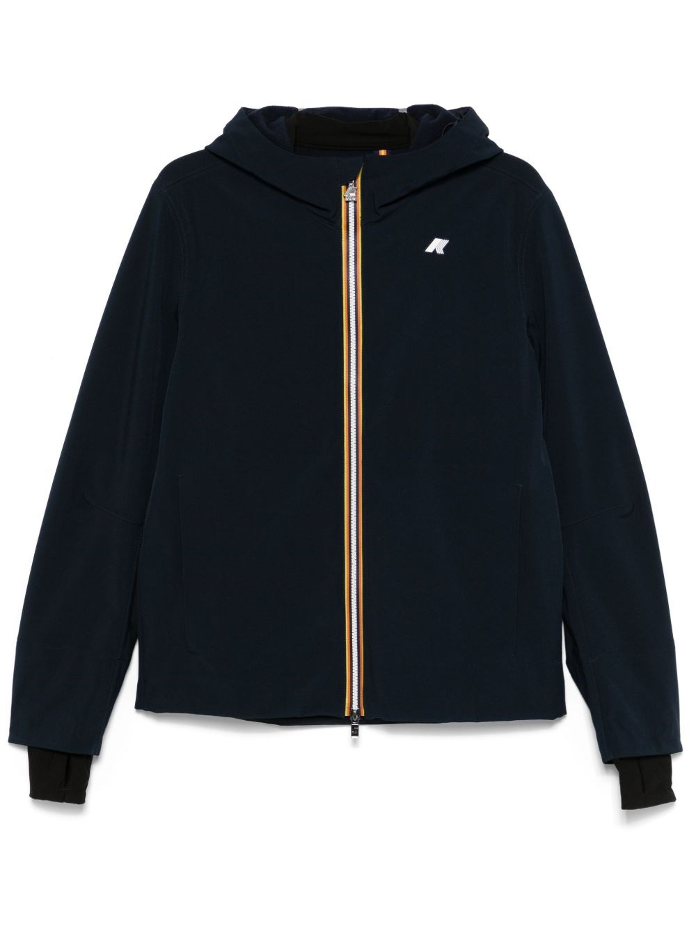 K-way Drawstring Hooded Waterproof Jacket In Blue