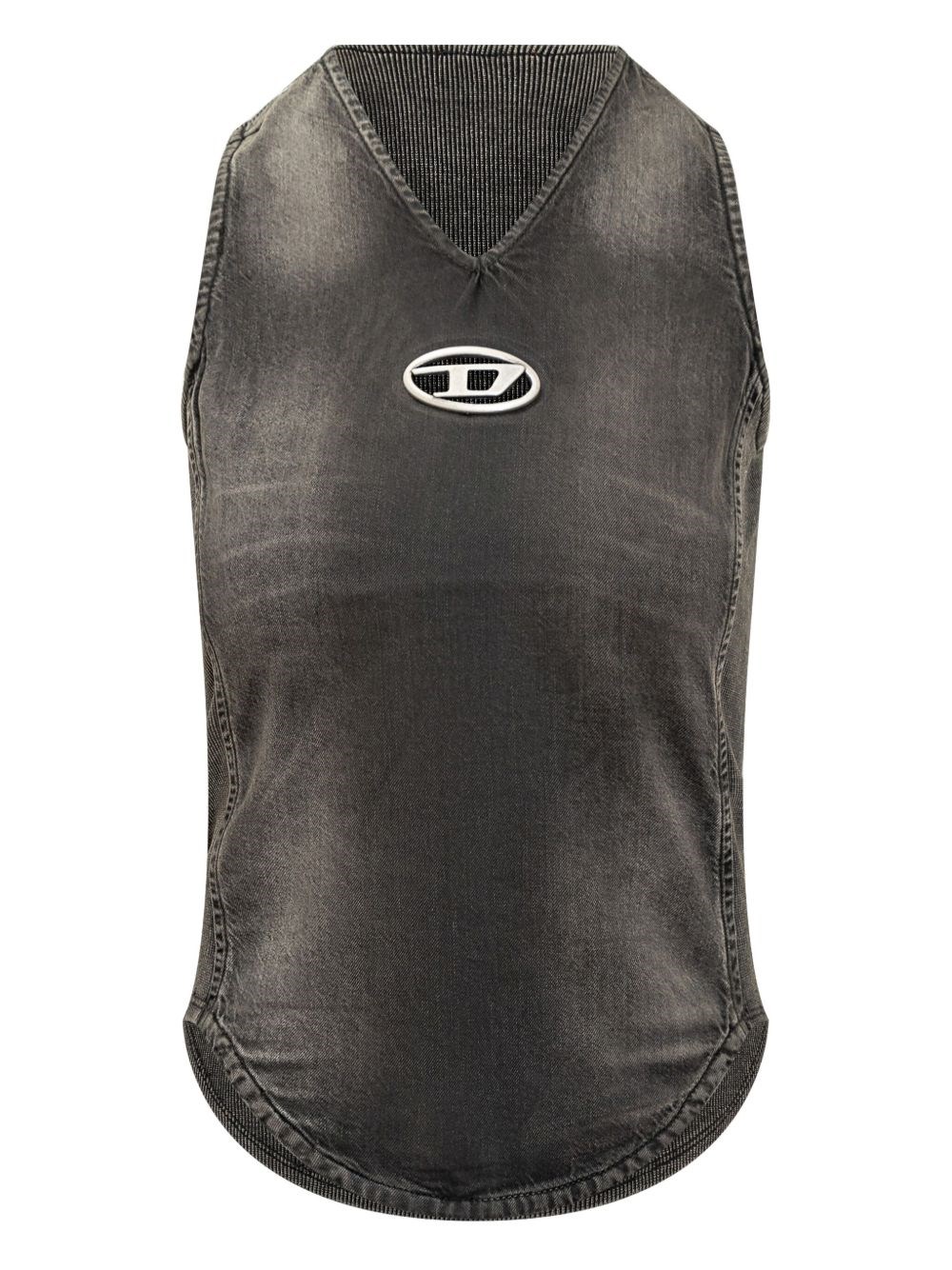 Diesel Black Denim Top Vintage Effect In Black