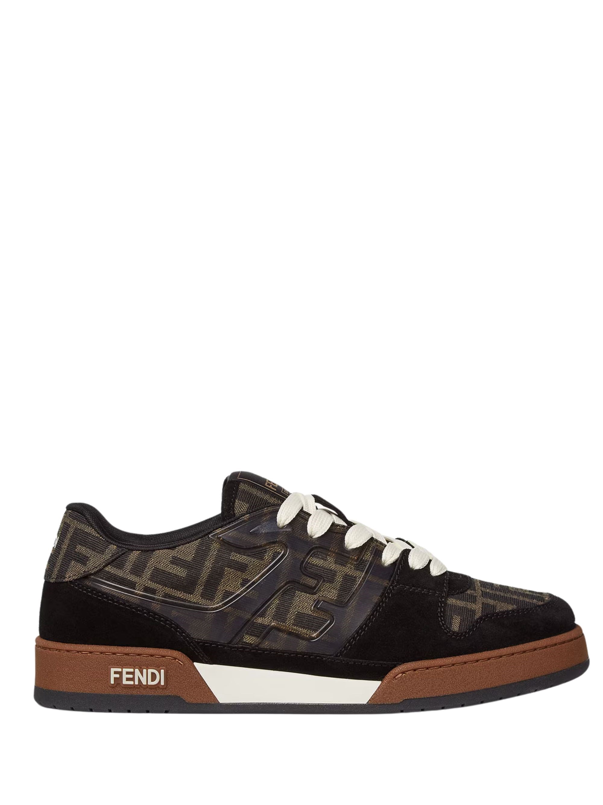 Fendi Match Ff Jacquard Low-top Sneakers In Brown