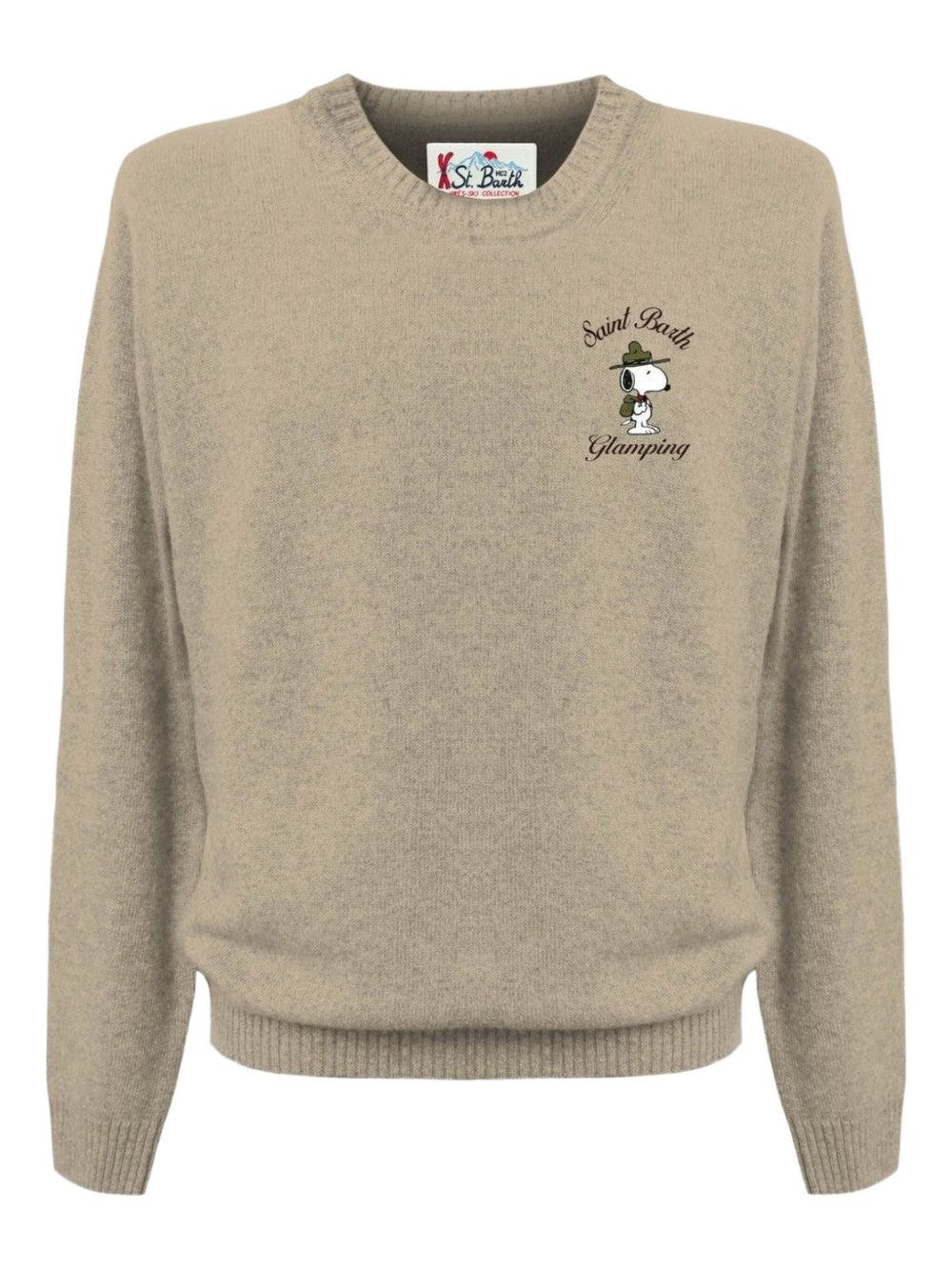 Mc2 Saint Barth Beige Crew Neck Sweatshirt With Ribbed Details In Nude