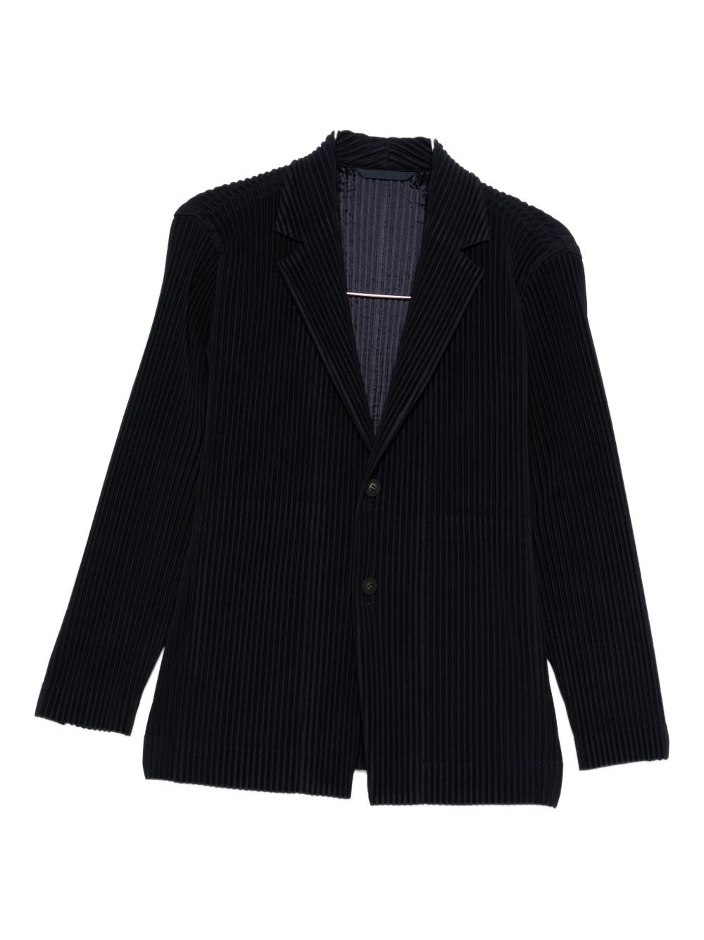 Issey Miyake Homme Plisse  Mens 15-black Pleated Relaxed-fit Knitted Jacket In Blue