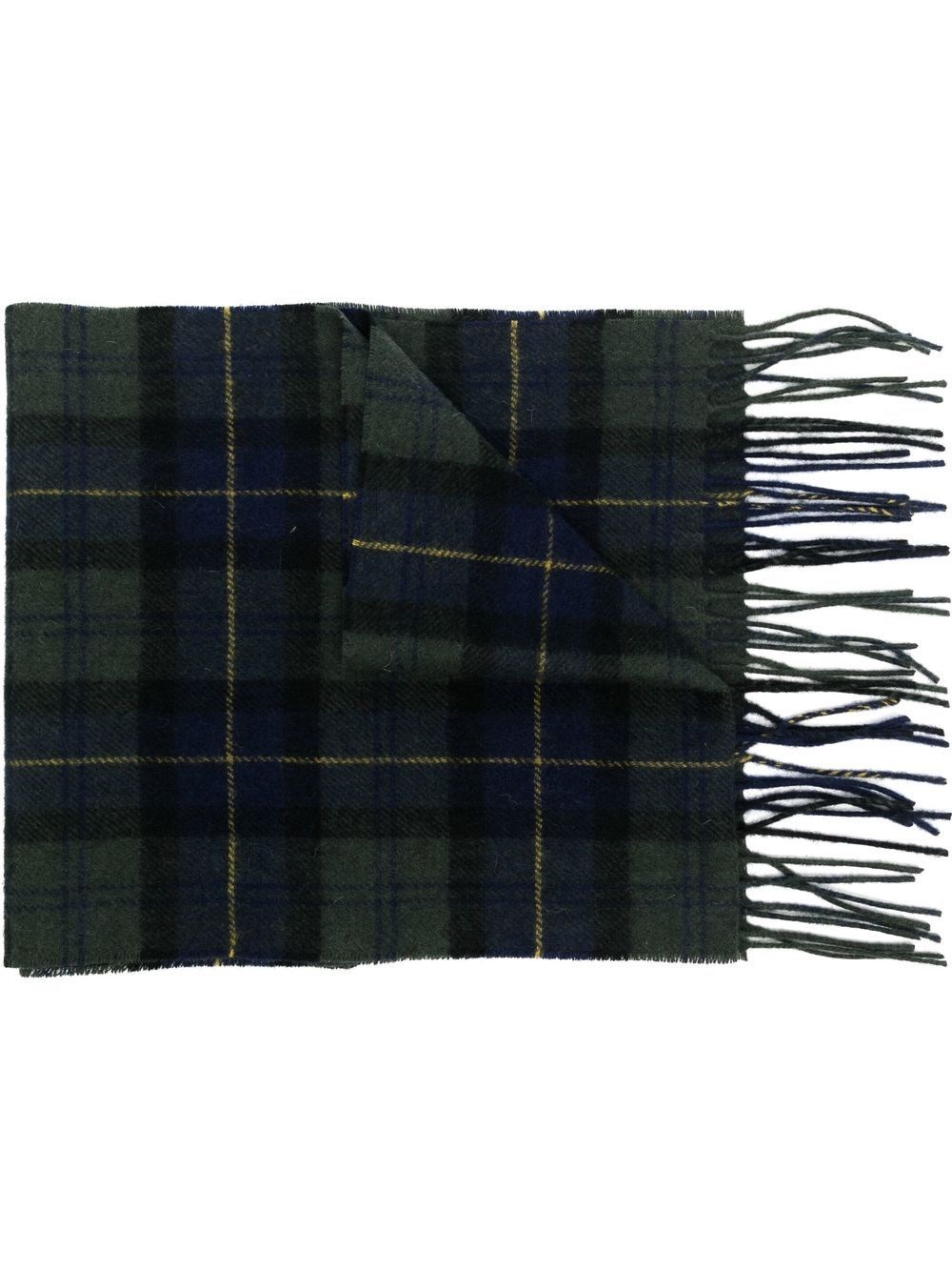 Barbour Tartan Wool Scarf In Green