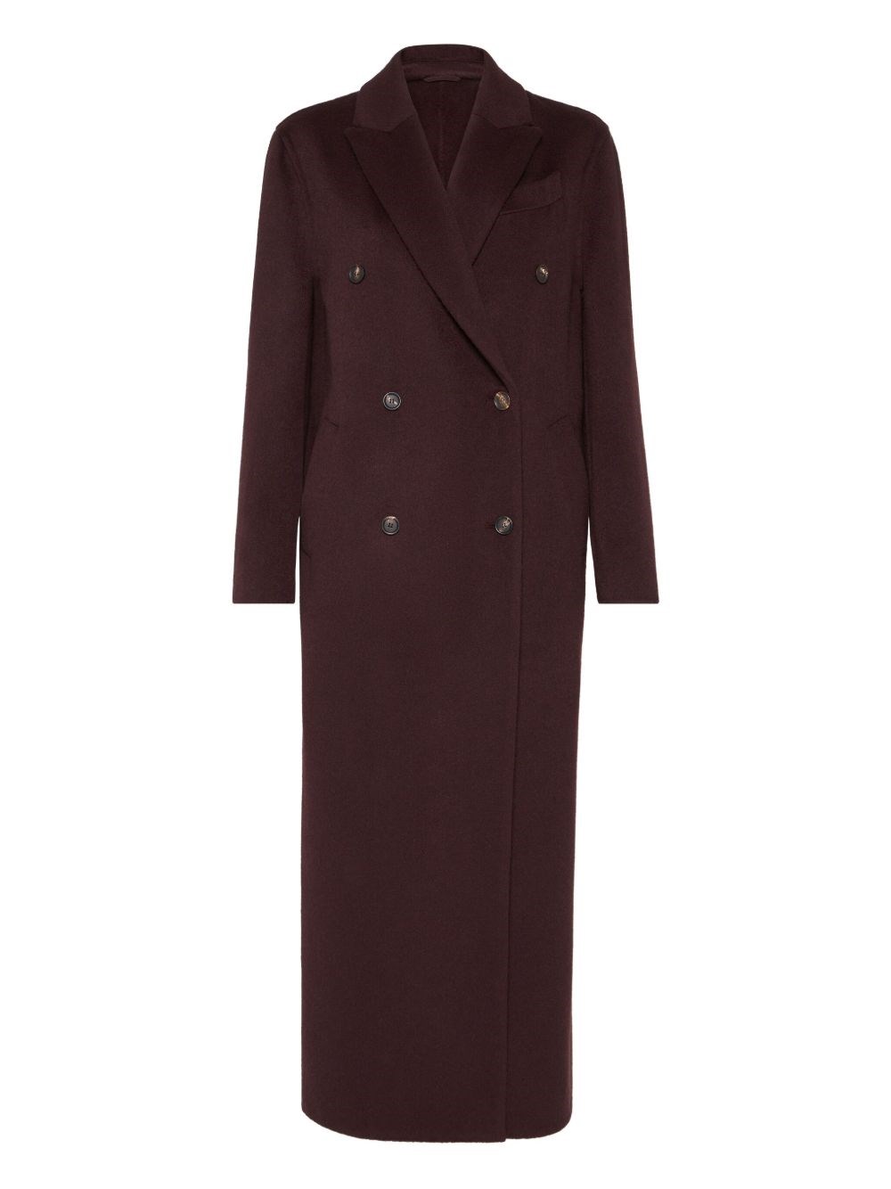 Brunello Cucinelli Hand-crafted Coat In Cashmere Double Beaver Cloth With Monili Clothing In Burgundy