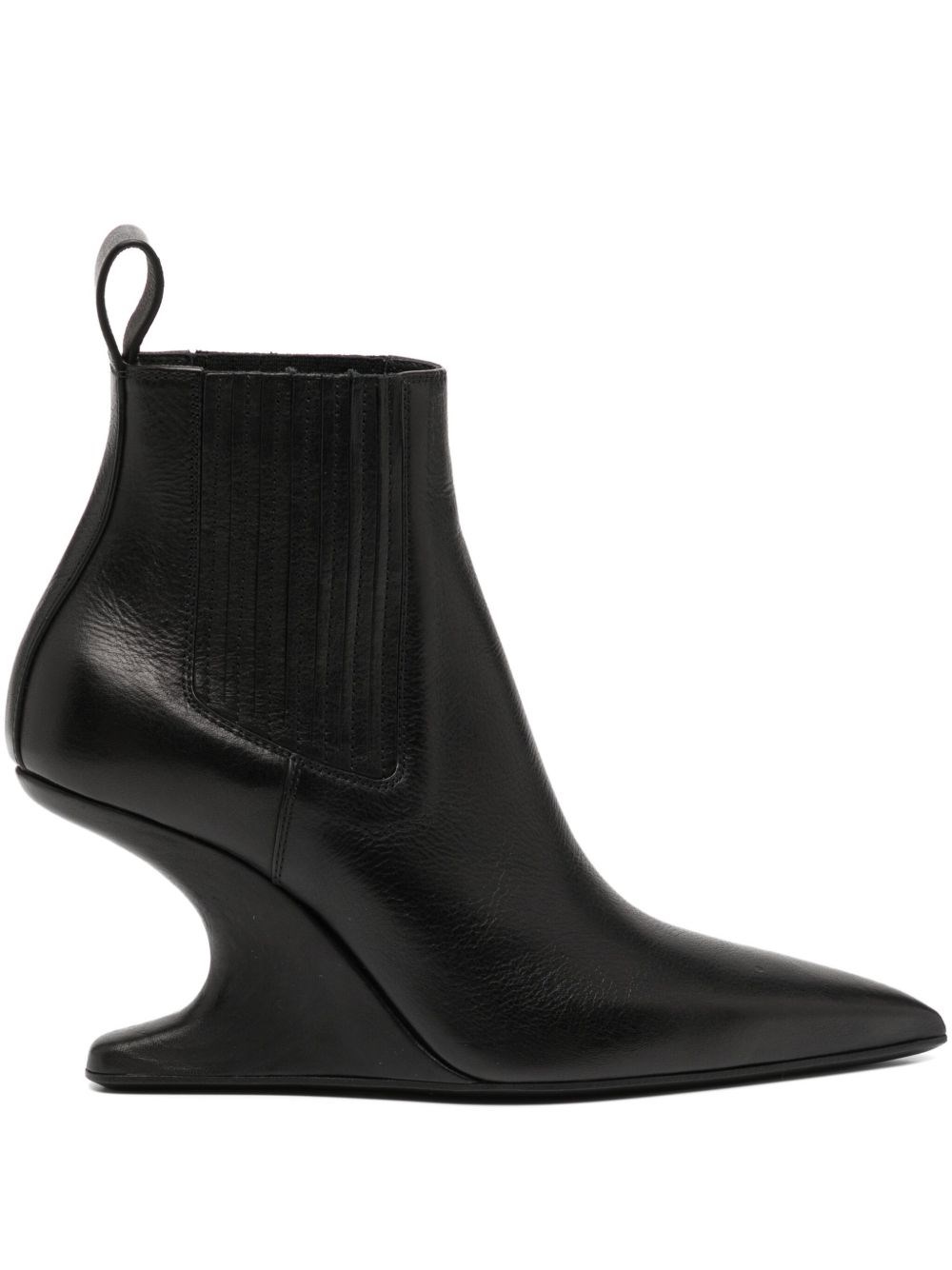 Rick Owens Leather Ankle Boots In Black