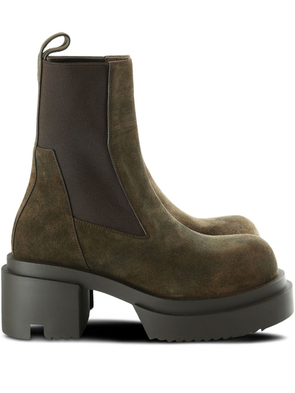 Rick Owens Chunky Sole Ankle Boots With Elastic Panels In Brown