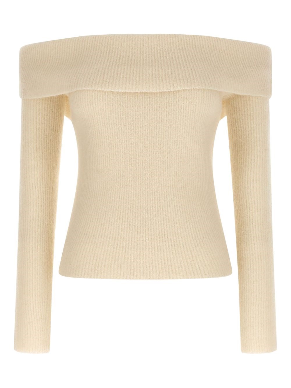 Rick Owens Wool Off-shoulder Sweater In White