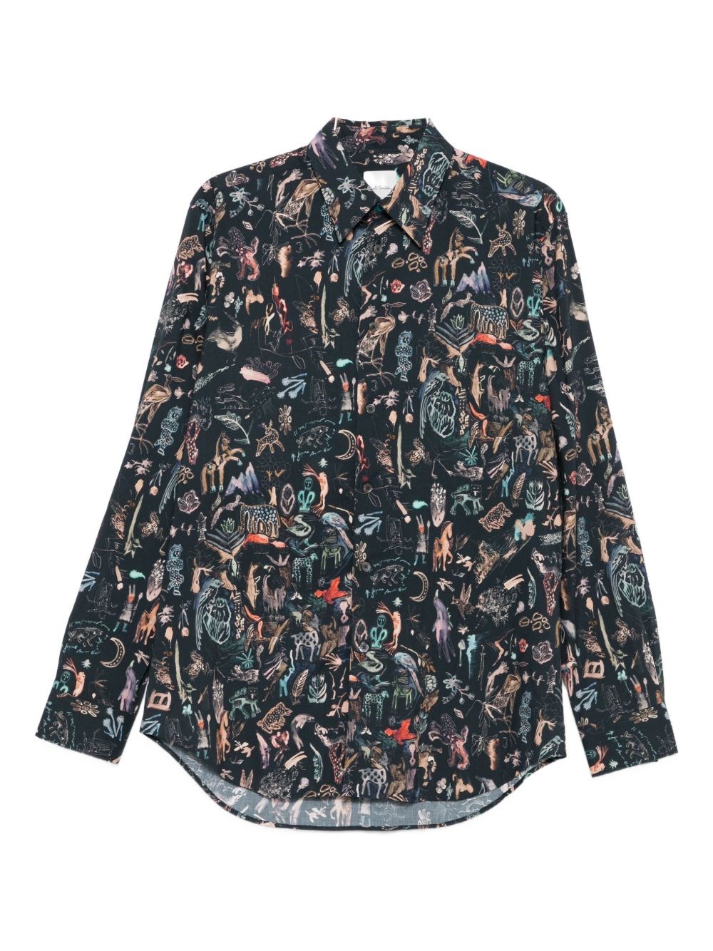 Paul Smith Tailored-fit Navy 'little Beasts' Print Shirt Blue In Multi