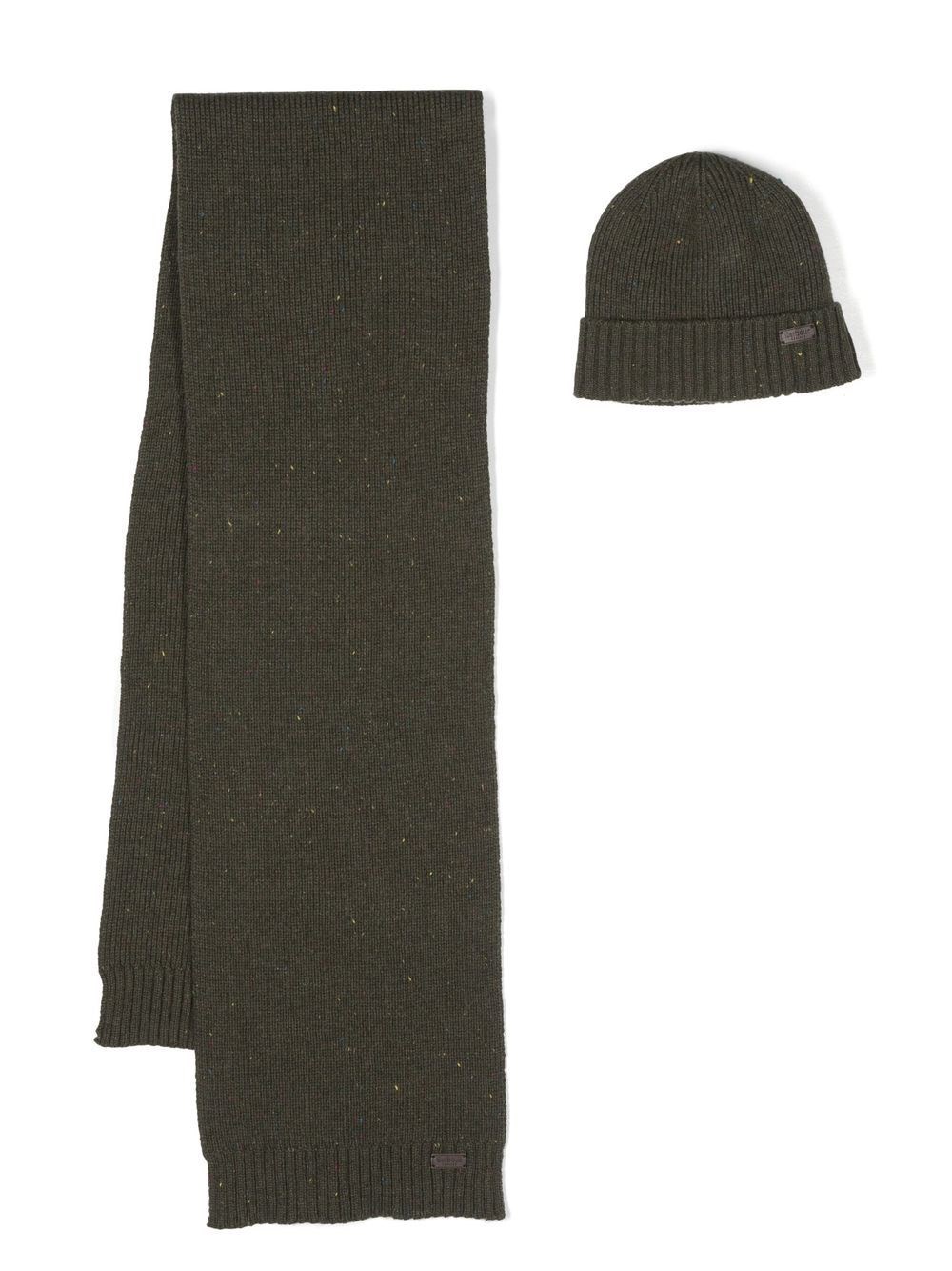 Barbour Fleck Beanie &amp; Scarf Carlton In Green