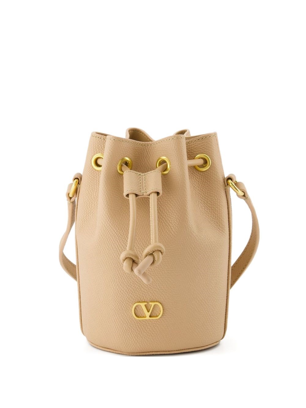 Valentino Vlogo Signature Drawstring Bucket Bag In Brown