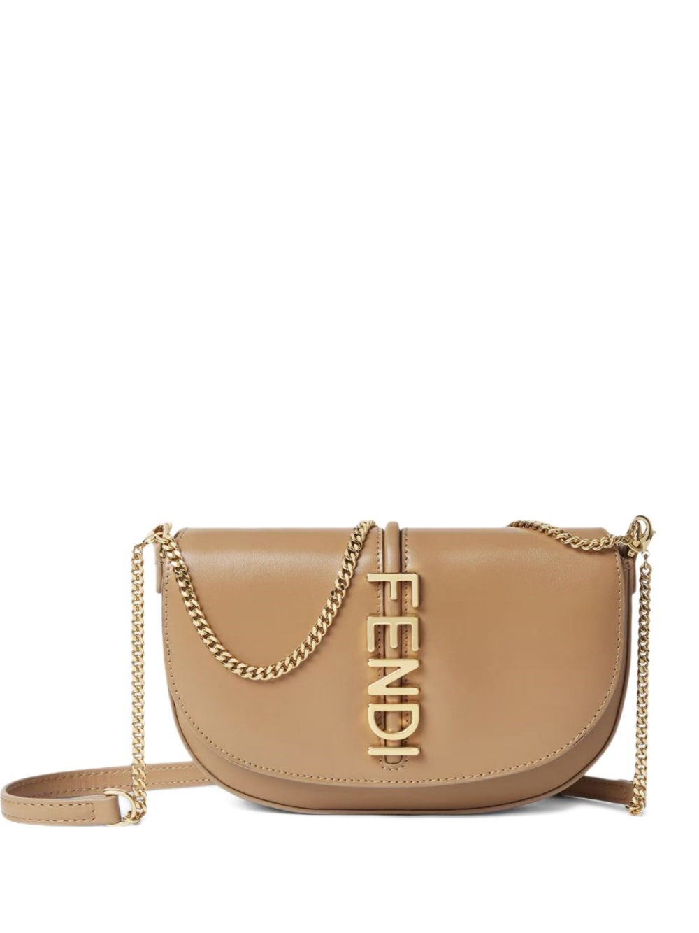 Fendi Graphy Leather Mini Bag In Brown