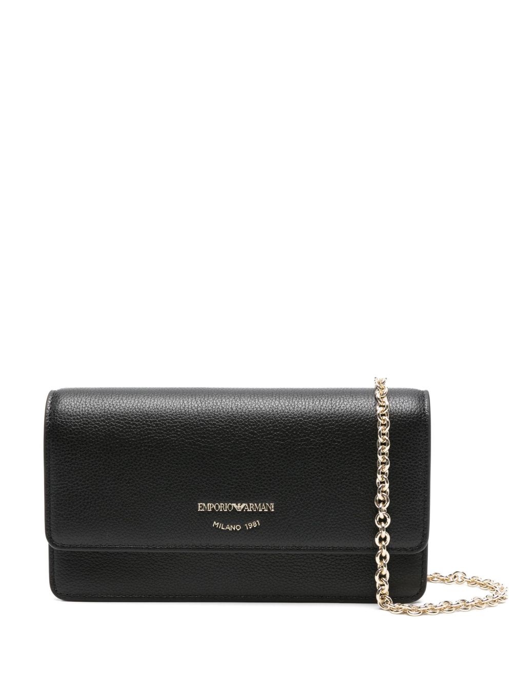 Emporio Armani Wallet On Chain Leather In Black