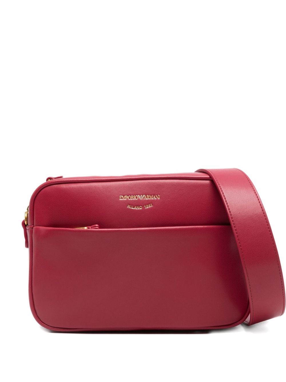 Emporio Armani Leather Crossbody Bag In Red