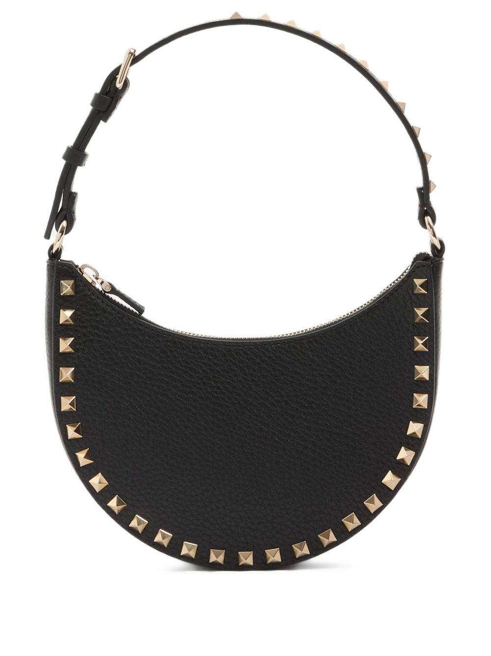 Valentino Garavani Hobo Rockstud Leather Mini Bag In Black