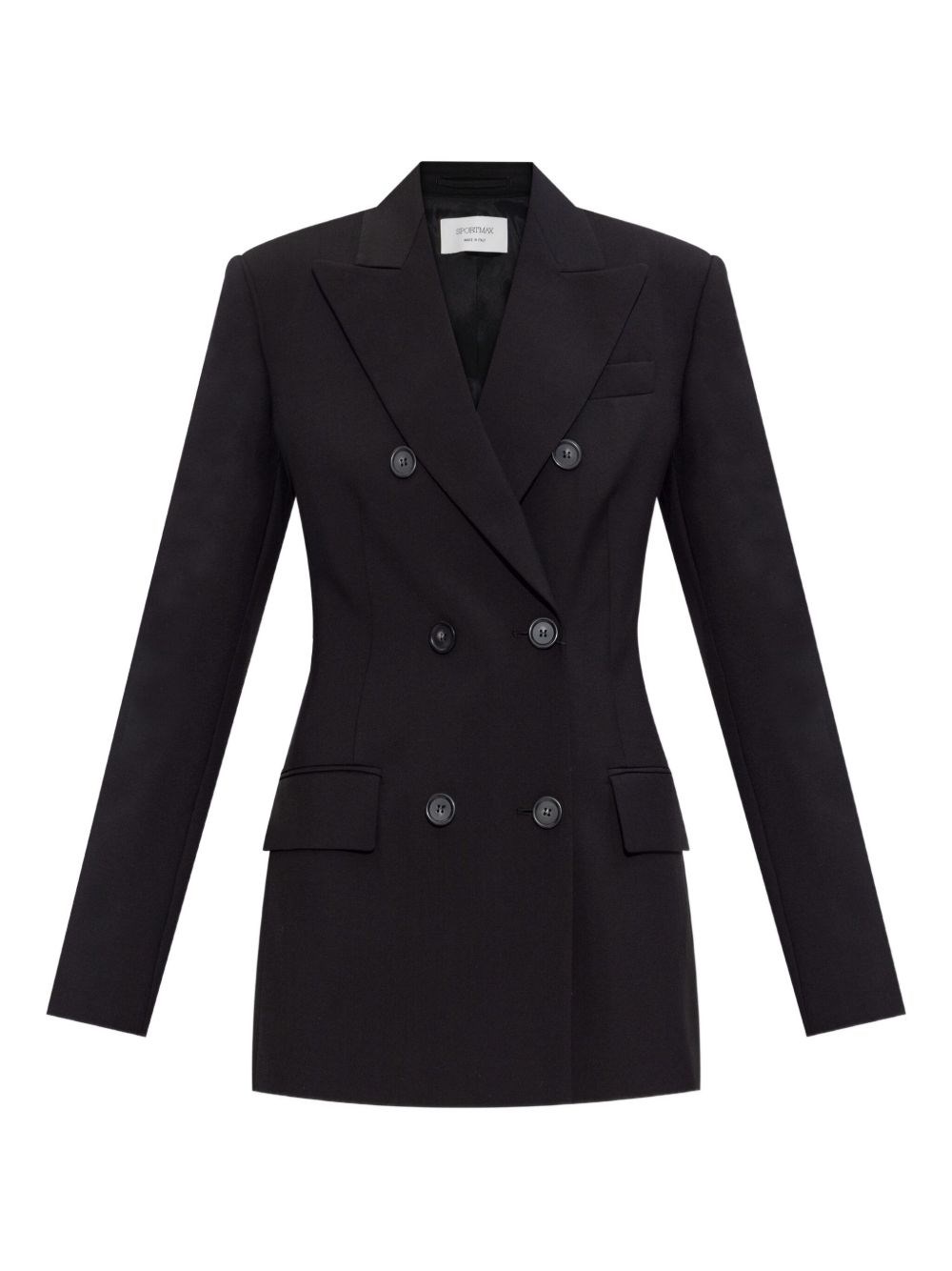 Sportmax Black Slim Double-breasted Jacket Wth Rhinestone Detail In Stretch Polyamide Woman In Black