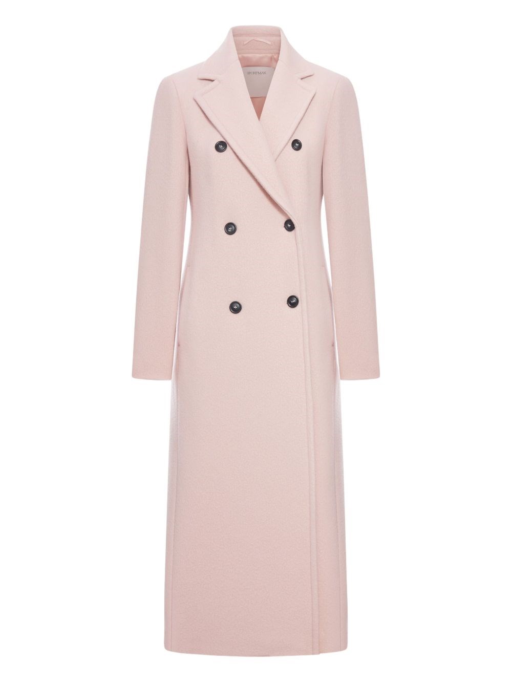 Sportmax Double-breasted Long Wool Coat Vent In Pink