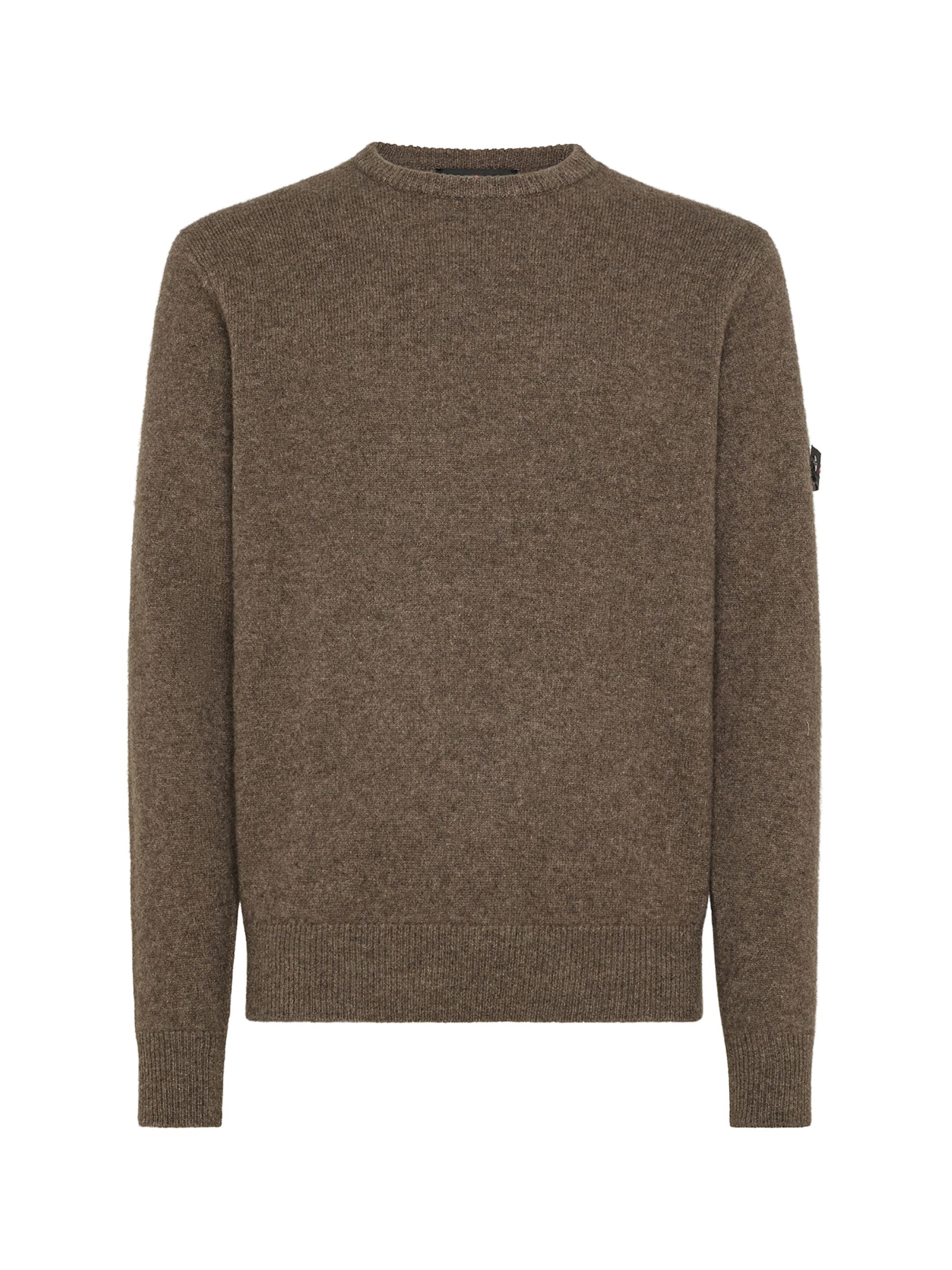 Peuterey Long-sleeved Crewneck Sweater With Logo In Brown