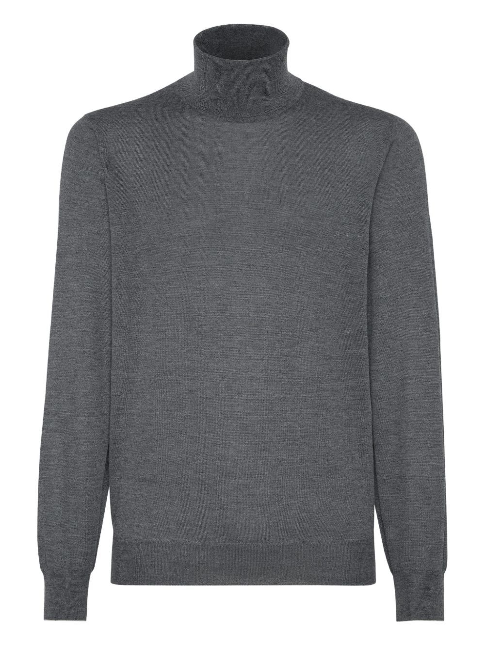 Brunello Cucinelli Turtleneck Fine Knit Long Sleeve Sweater In Gray