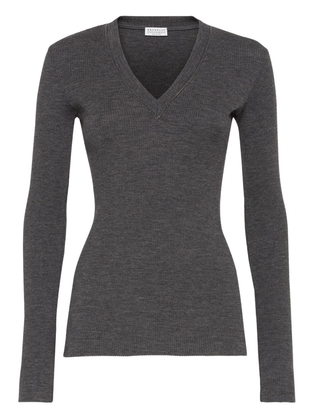 Brunello Cucinelli Wool V-necked Sweater In Gray