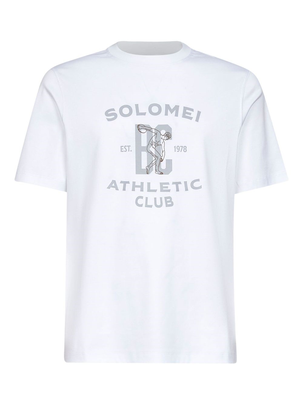 Brunello Cucinelli Crew Neck Graphic Print Short Sleeves T-shirt In White