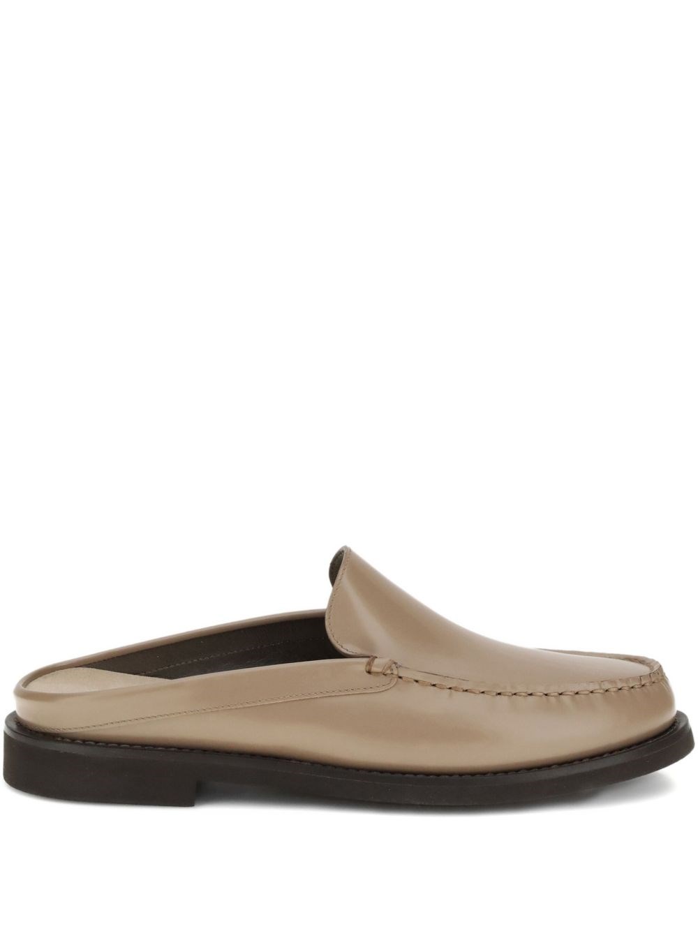 Brunello Cucinelli Leather Sabot In Neutral