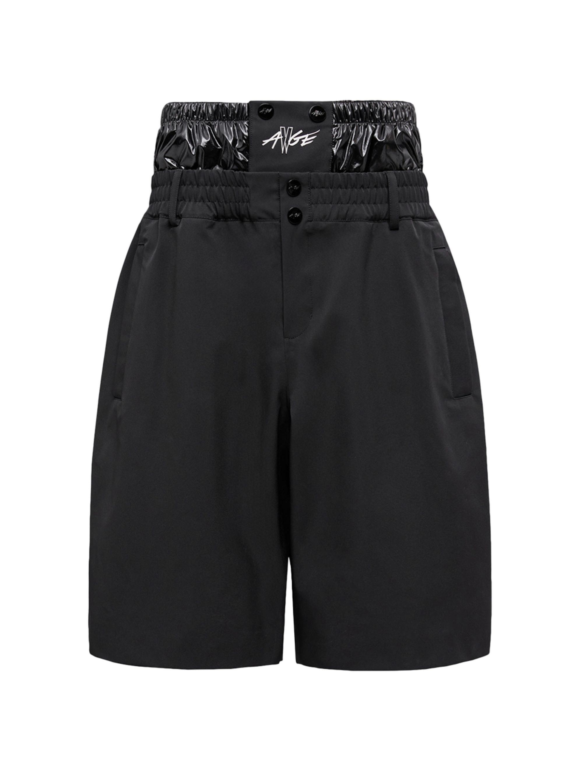 Moncler X Asap Rocky Hight Waist Shorts With Logo In Black