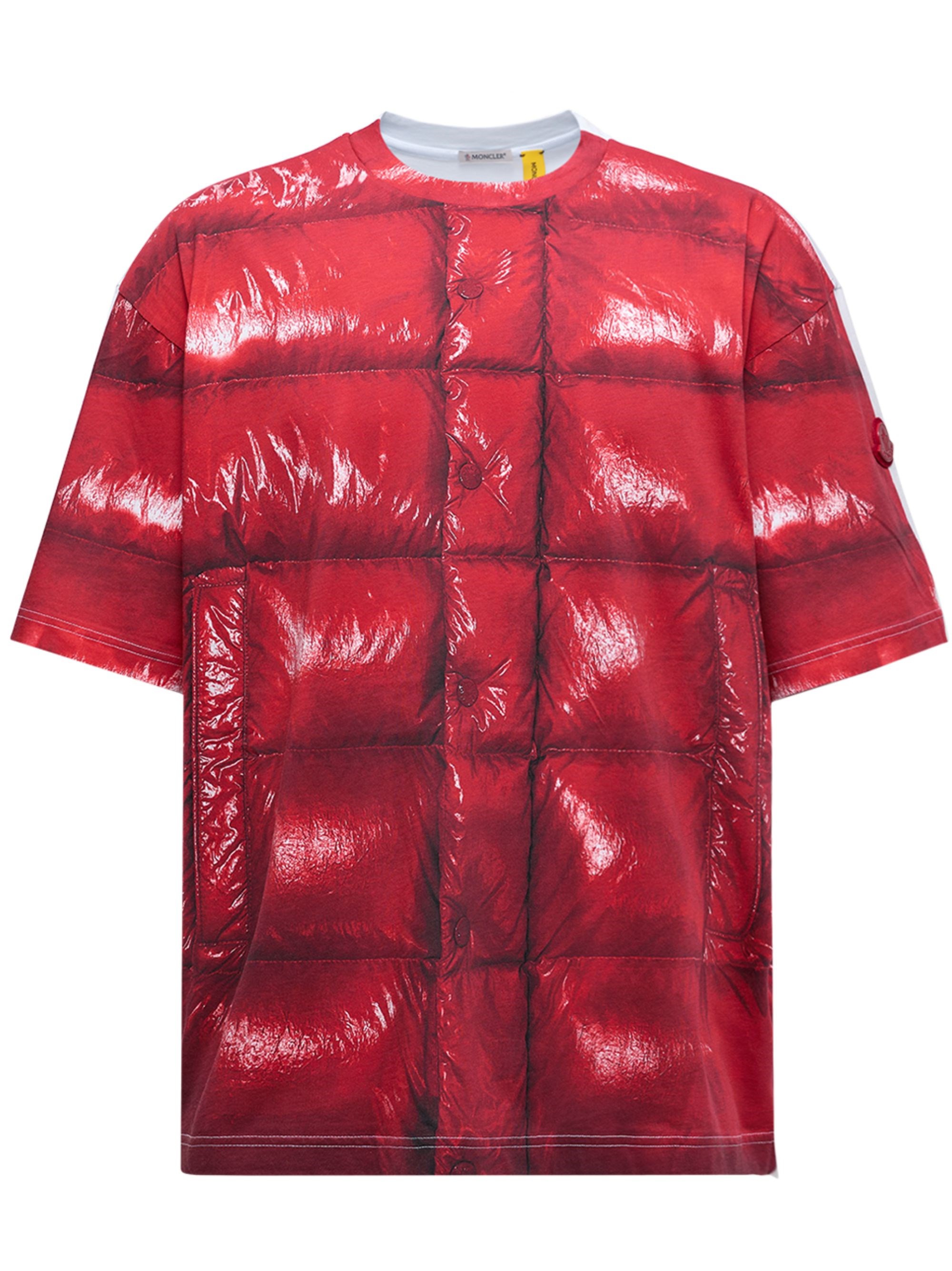 Moncler X Asap Rocky Short Sleeve Front Paddet T-shirt In Red