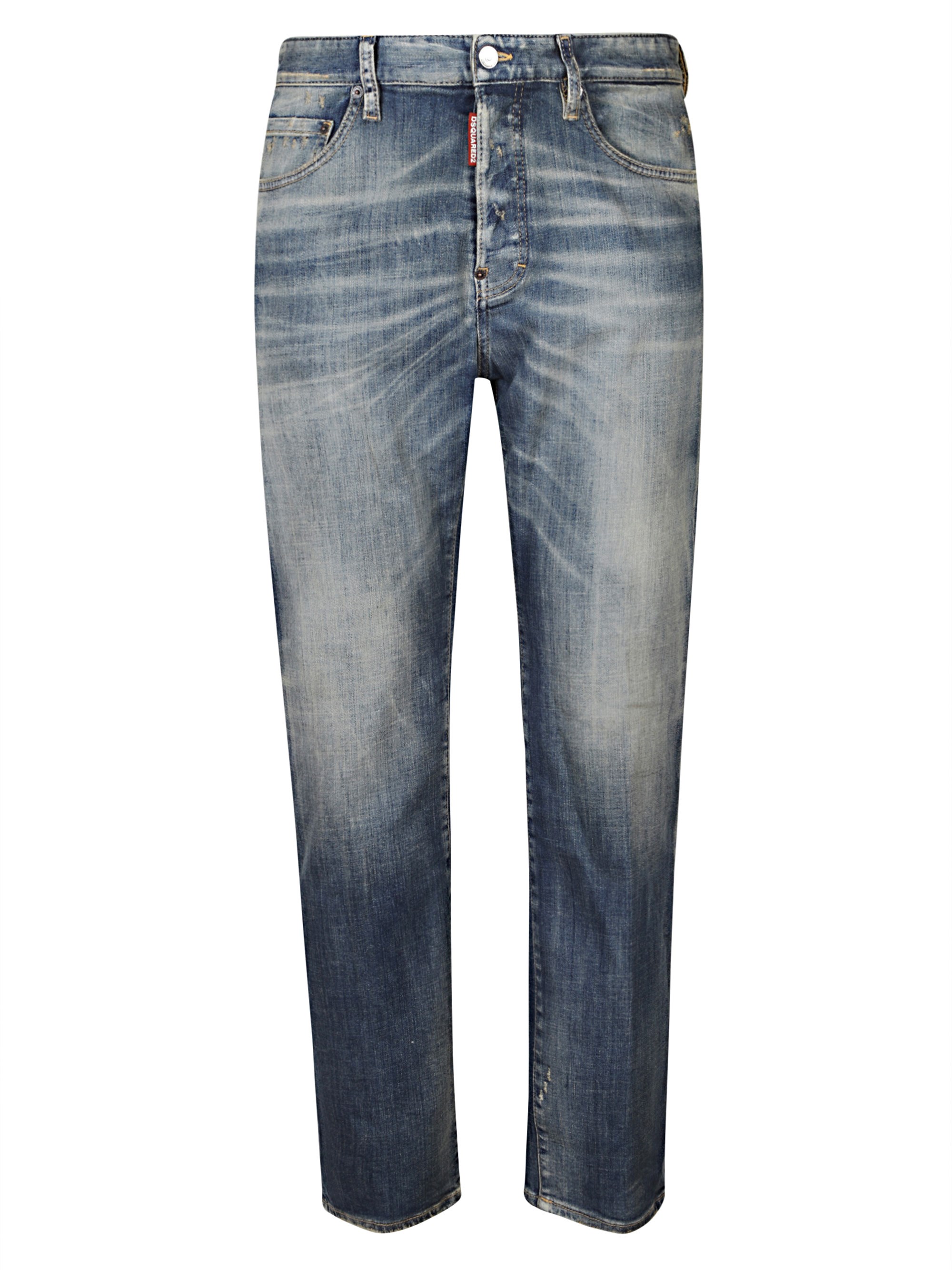 Dsquared2 Faded Blue Distressed Jeans With Five-pocket Design In Blue