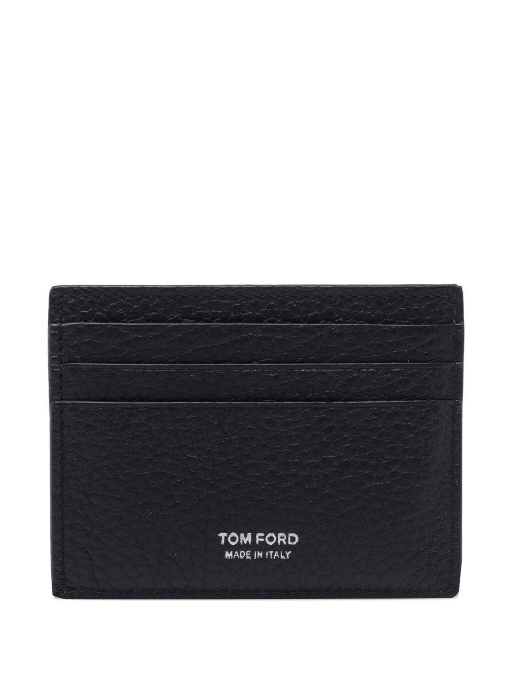 Tom Ford Deer-print Leather Card Holder In Black