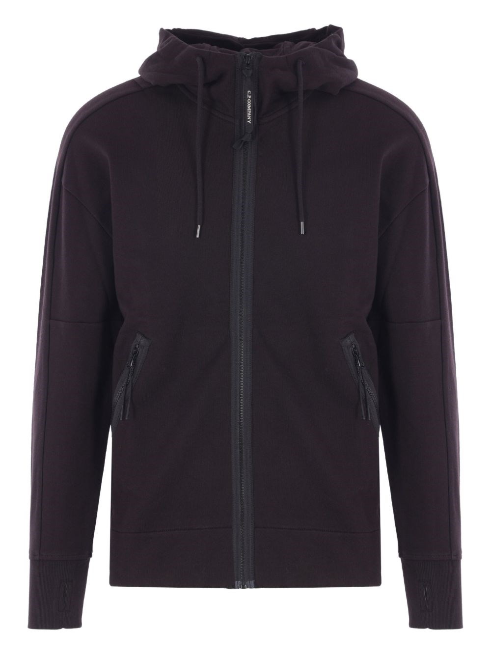 C.p. Company Diagonal Weave Brushed Cotton Fleece Sweatshirt In Black
