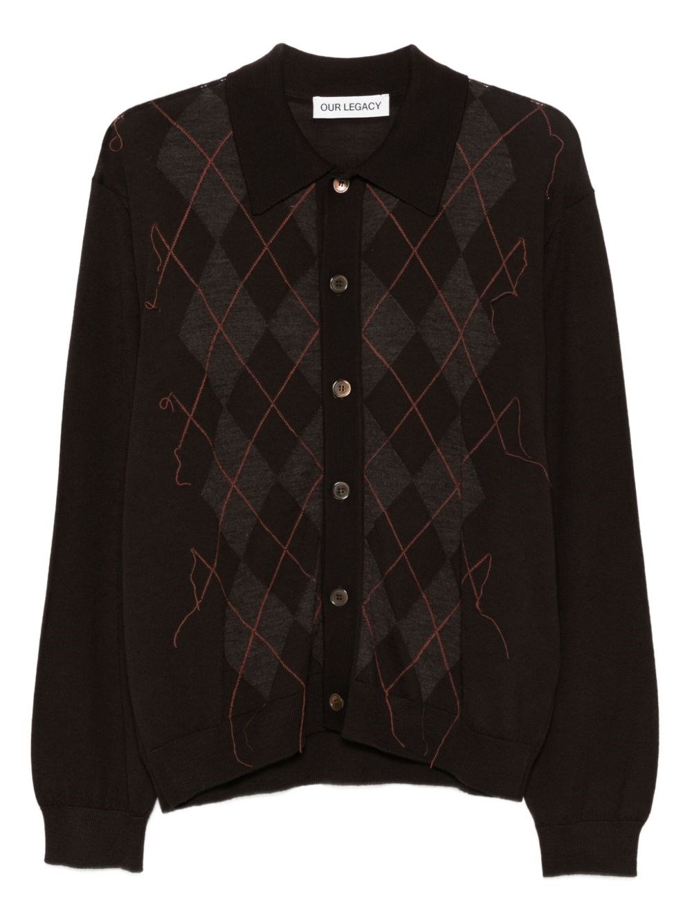 Our Legacy Mens Pub Argyle Evening Diamond-stitch Wool Polo Shirt In Brown
