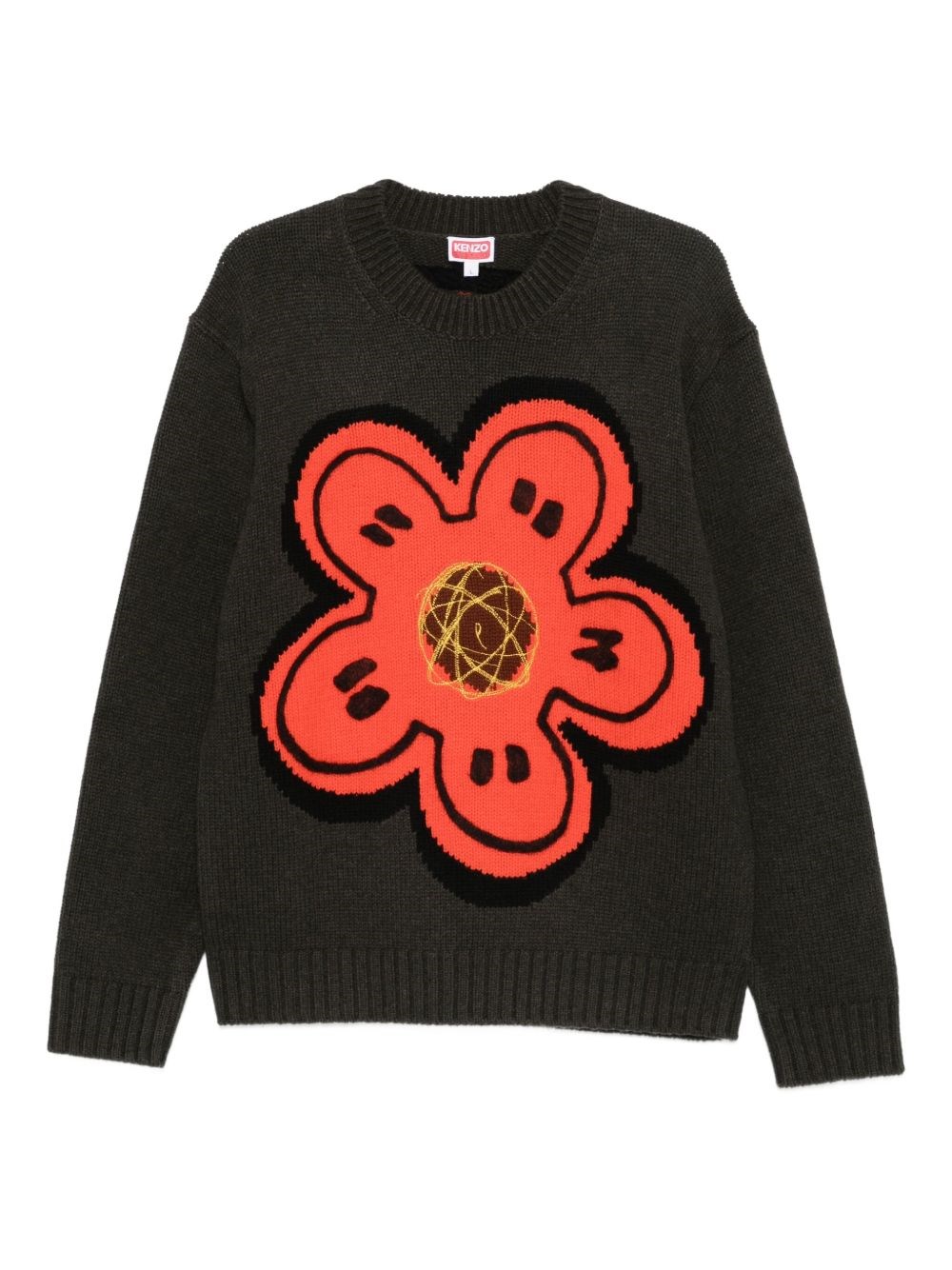 Kenzo Boke Flower Cotton Blend Sweater In Black