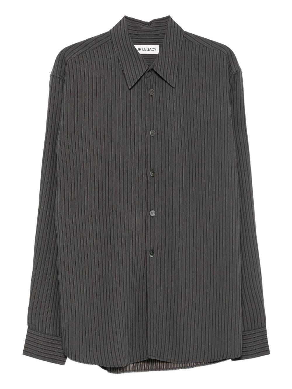 Our Legacy Striped Long Sleeve Beyond Shirt In Gray
