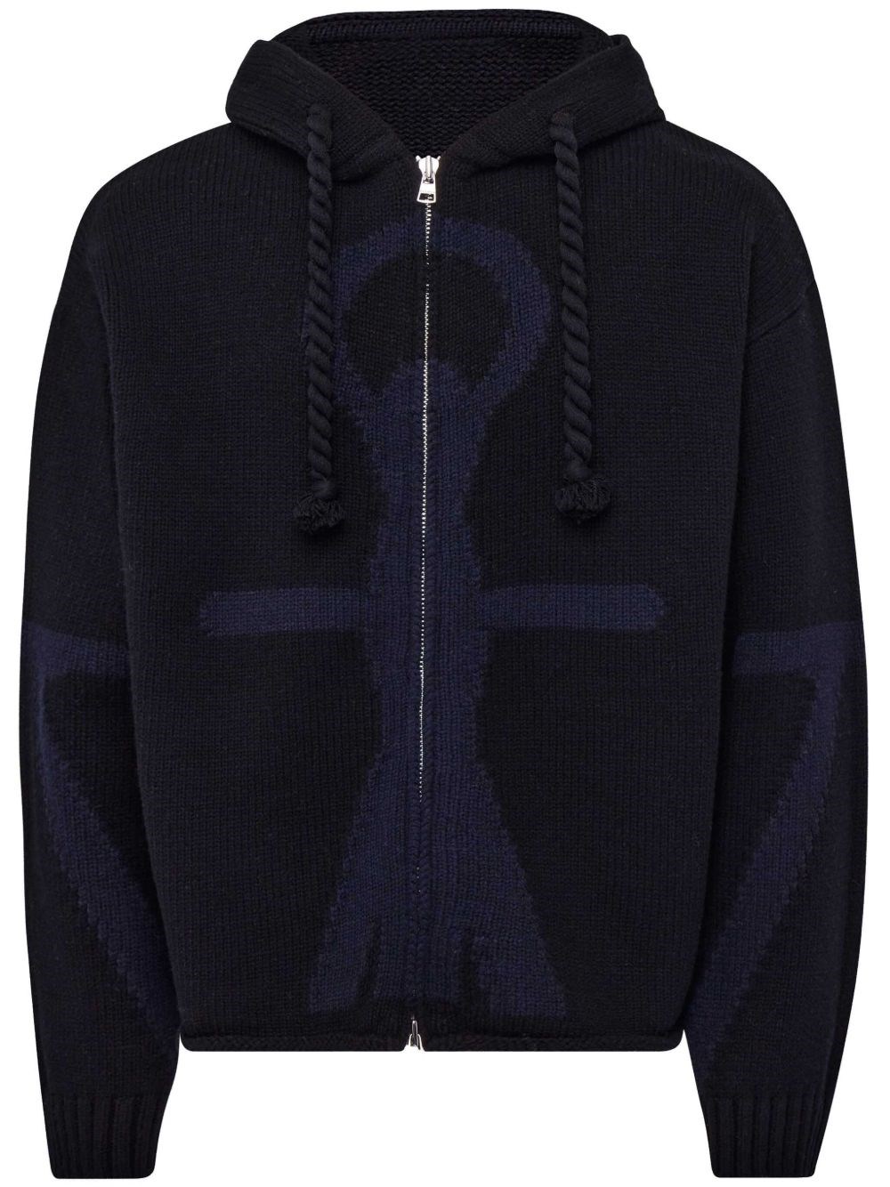 Jw Anderson Anchor Zip-up Hoodie In Black