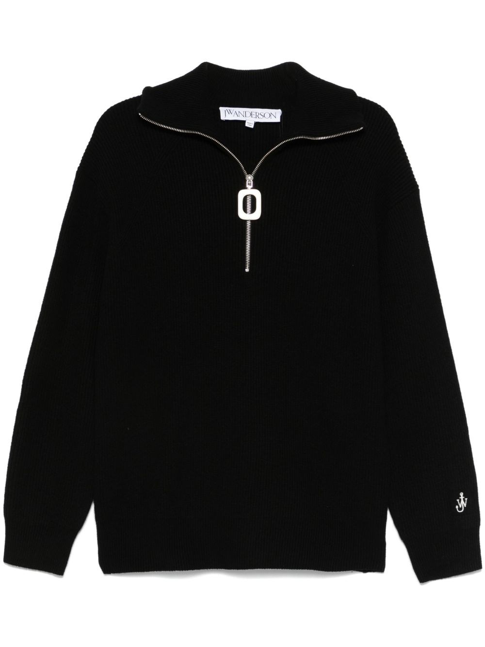 Jw Anderson Half-zip Cardigan In Black