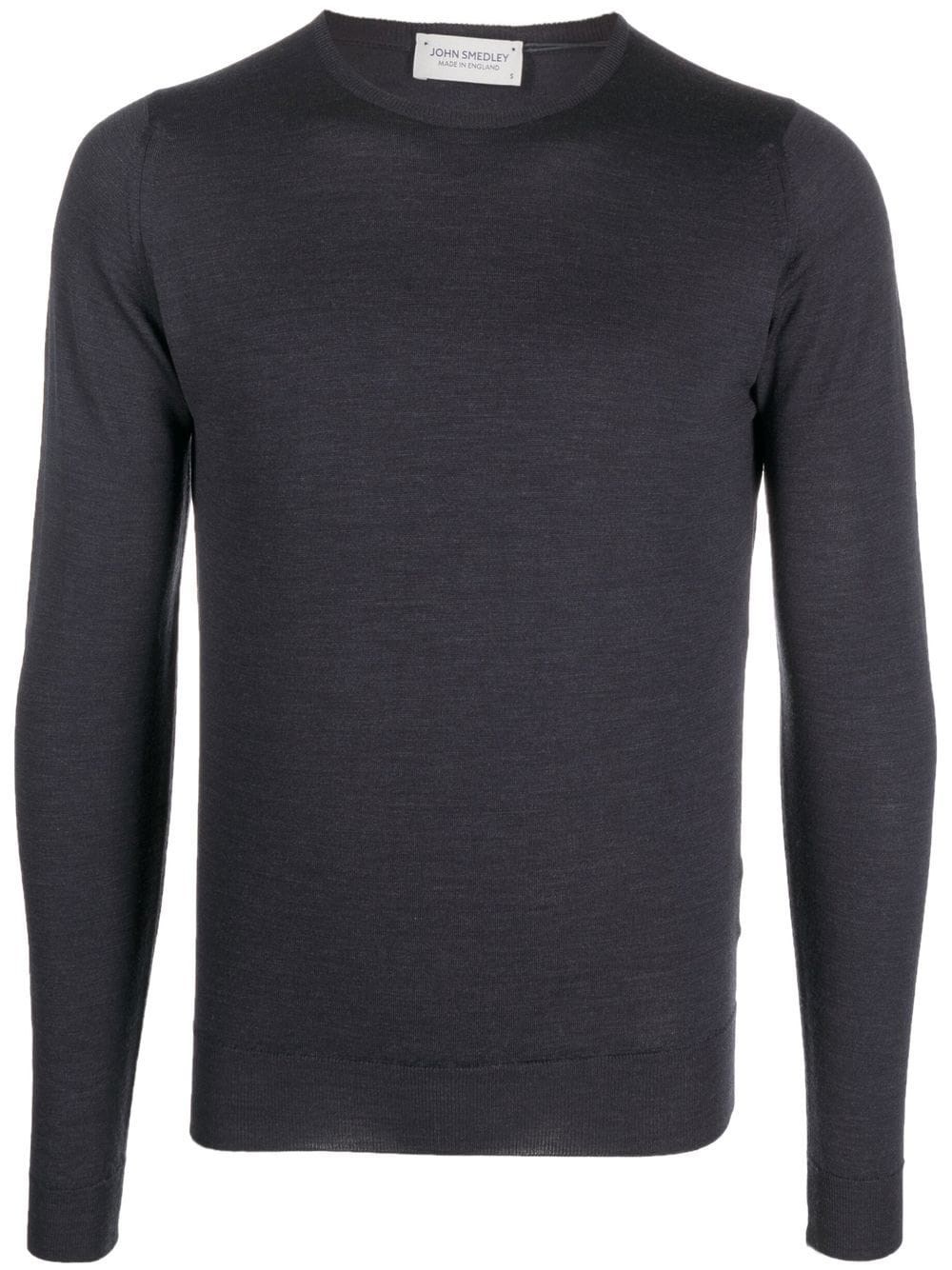 John Smedley Smoke Grey Crew Neck Merino Wool Sweater In Gray