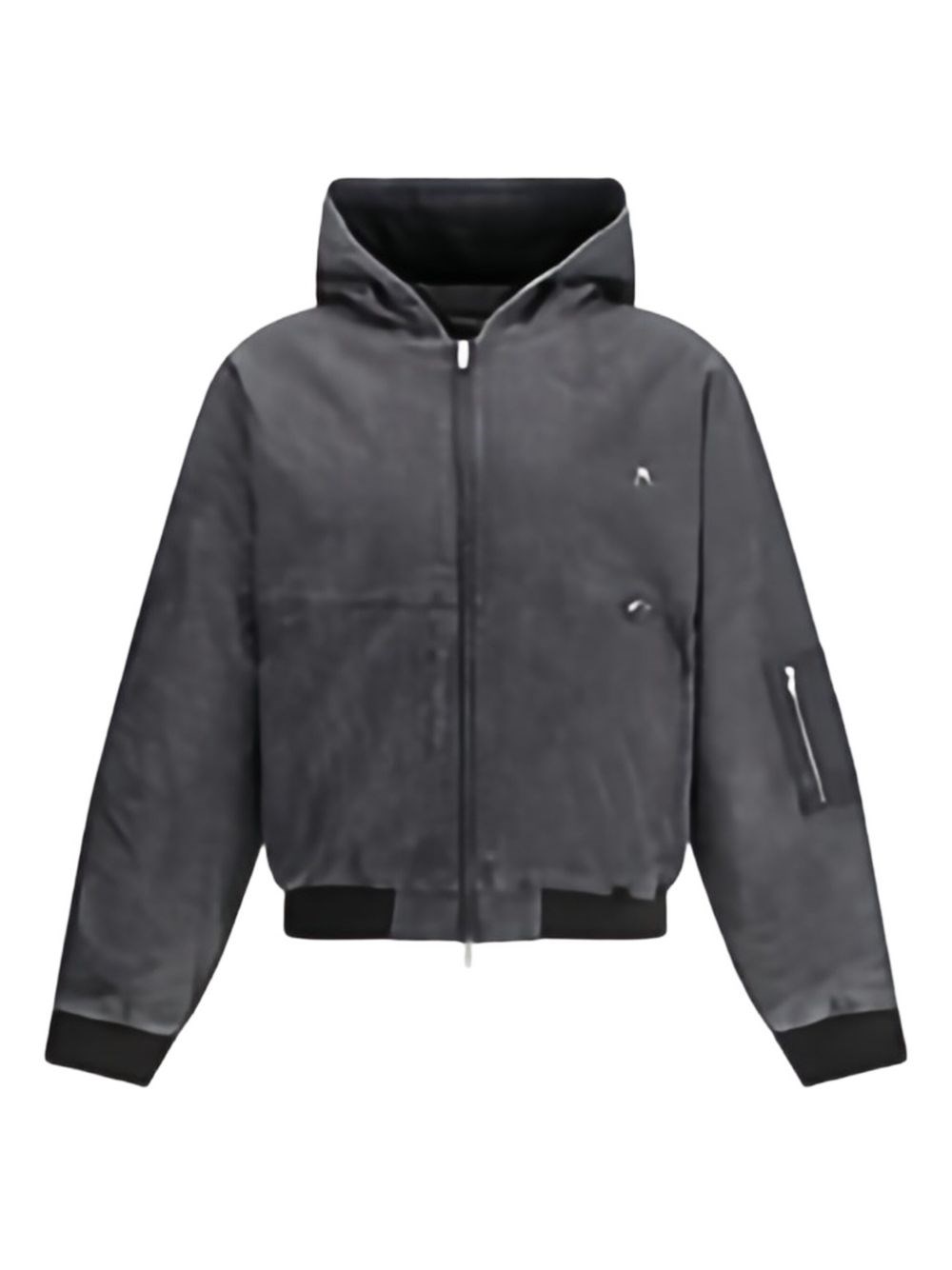 Represent Cropped Hooded Bomber Jacket With Subtle Logo Detail In Black