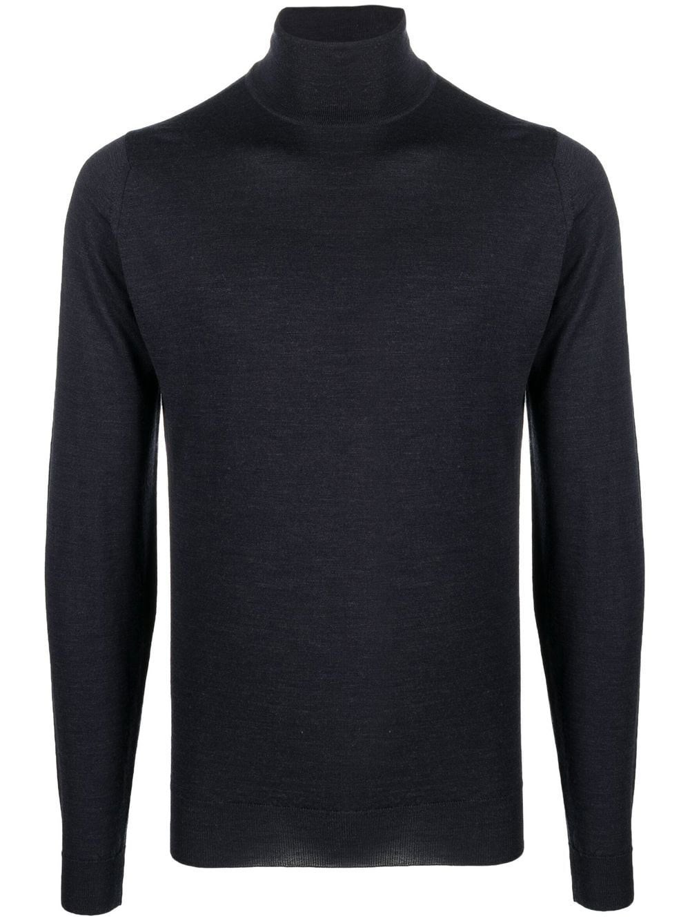 John Smedley Smoke Grey Merino Wool Turtleneck Sweater In Gray