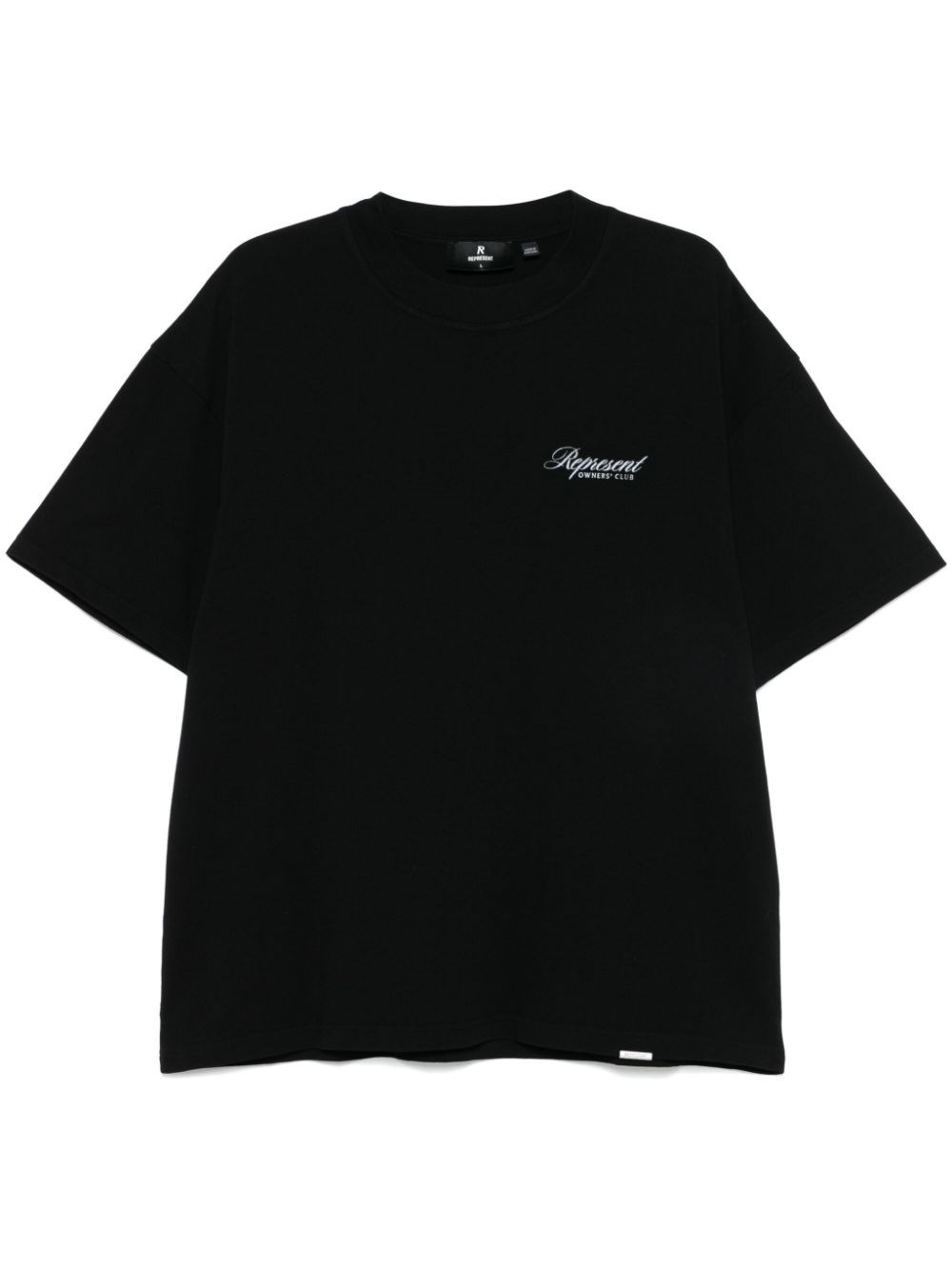 Represent Black Crewneck T-shirt With With Front And Back Owners Club Print In Cotton Man In Black