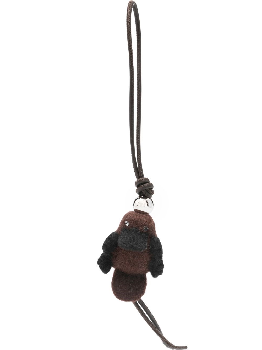 Loewe Leather-trimmed Wool Bag Charm In Brown
