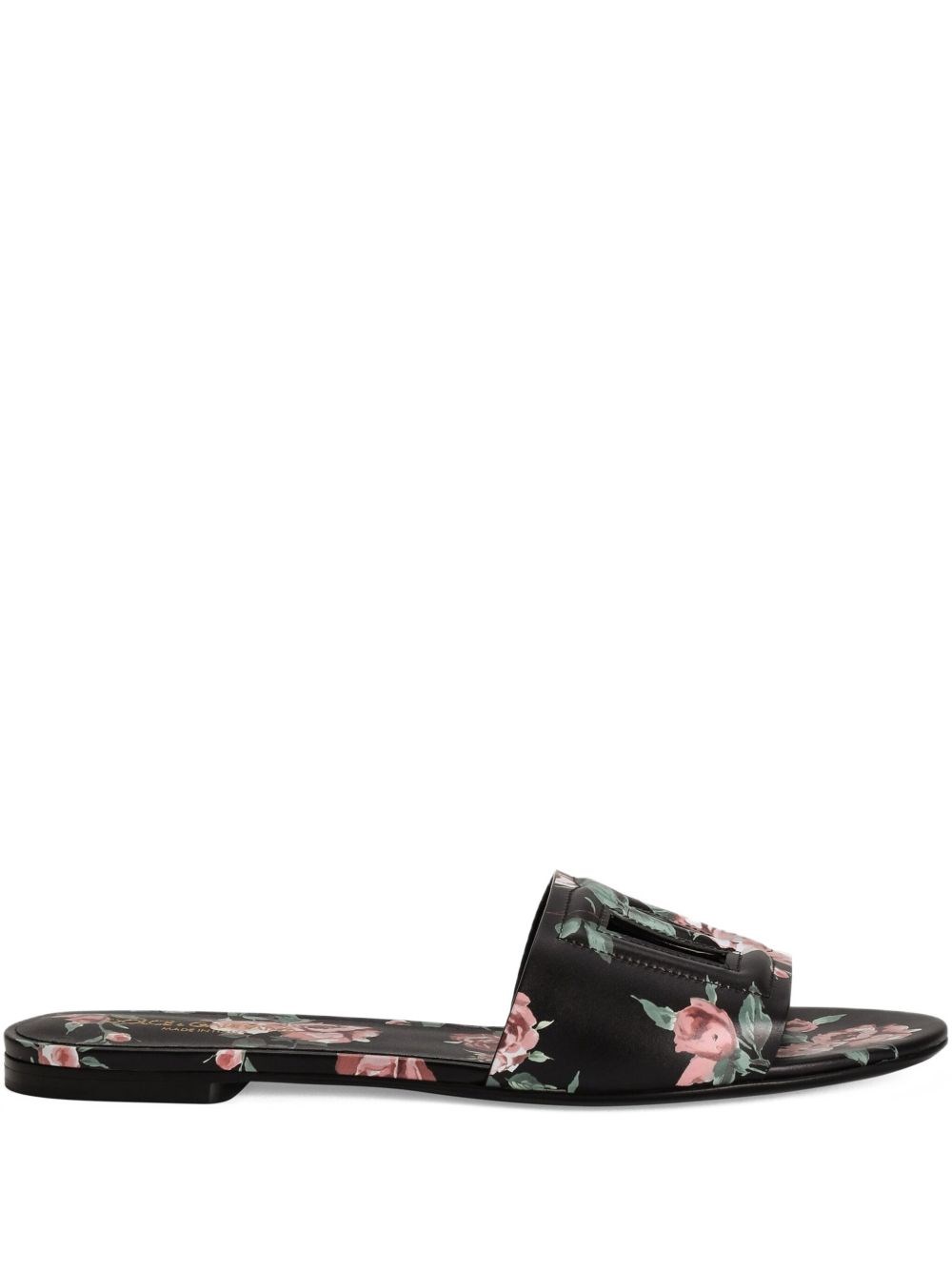 Dolce & Gabbana Dg Logo Leather Flat Sandals