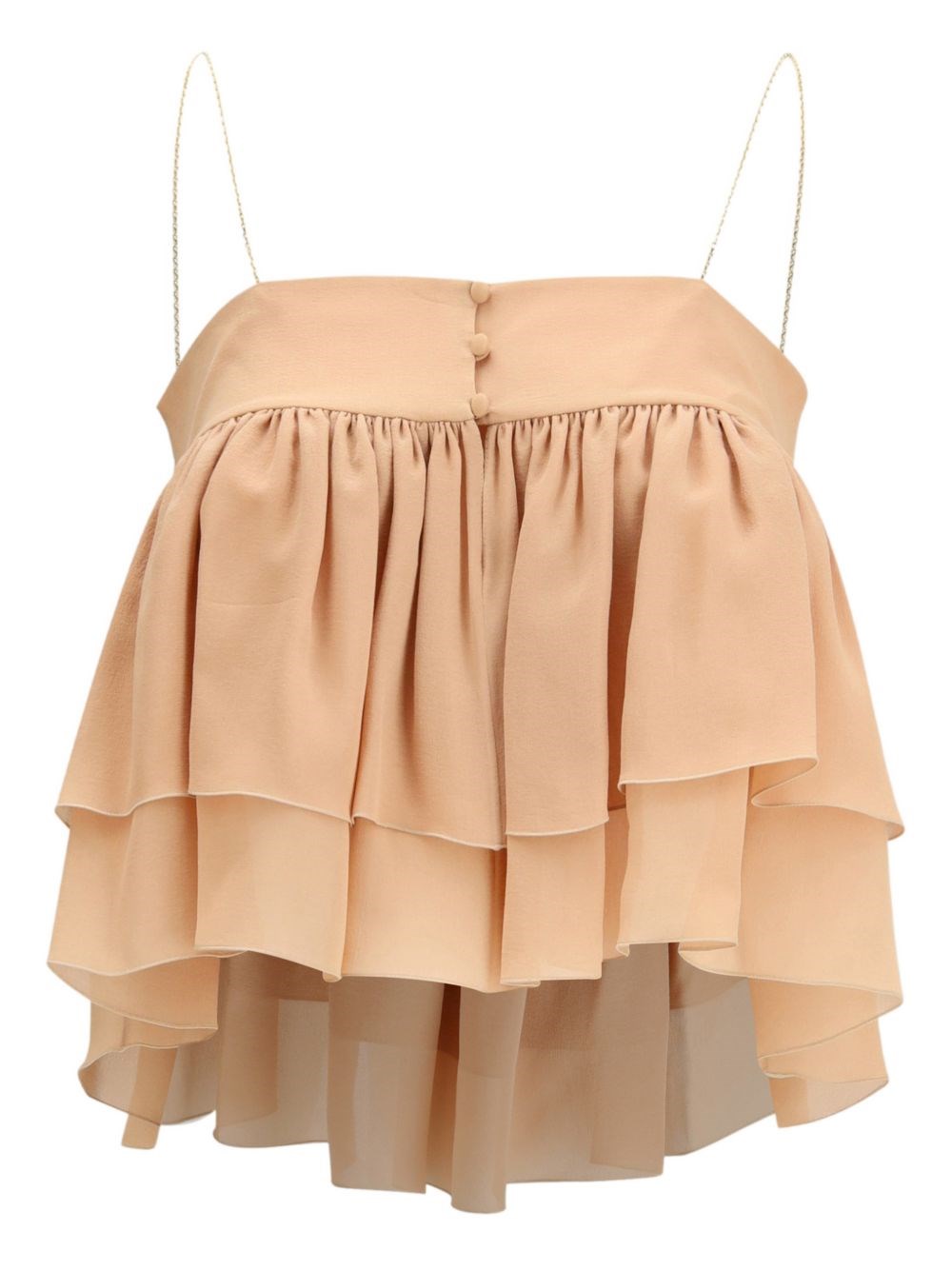 Chloé Women Sleeveless Ruffled Top In Silk Georgette In Pink