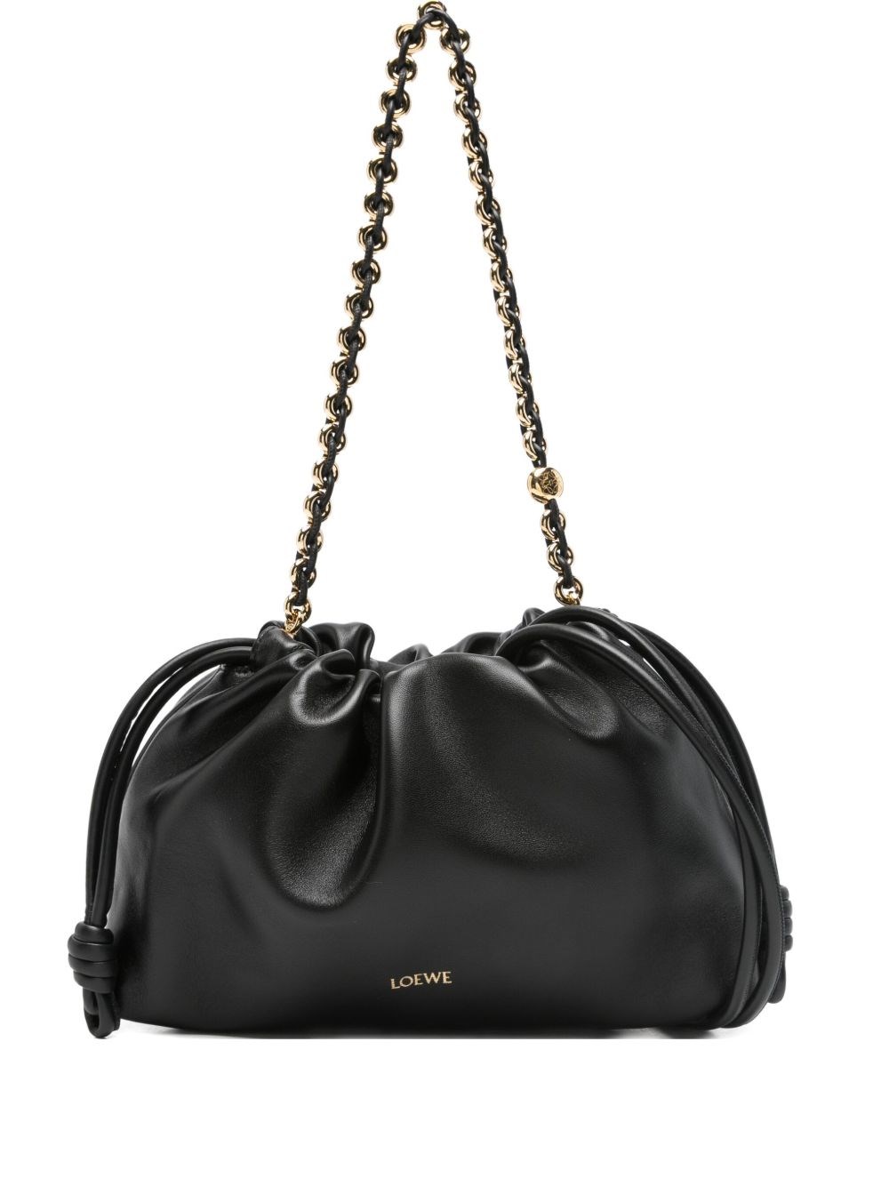 Loewe Flamenco Medium Leather Clutch In Black